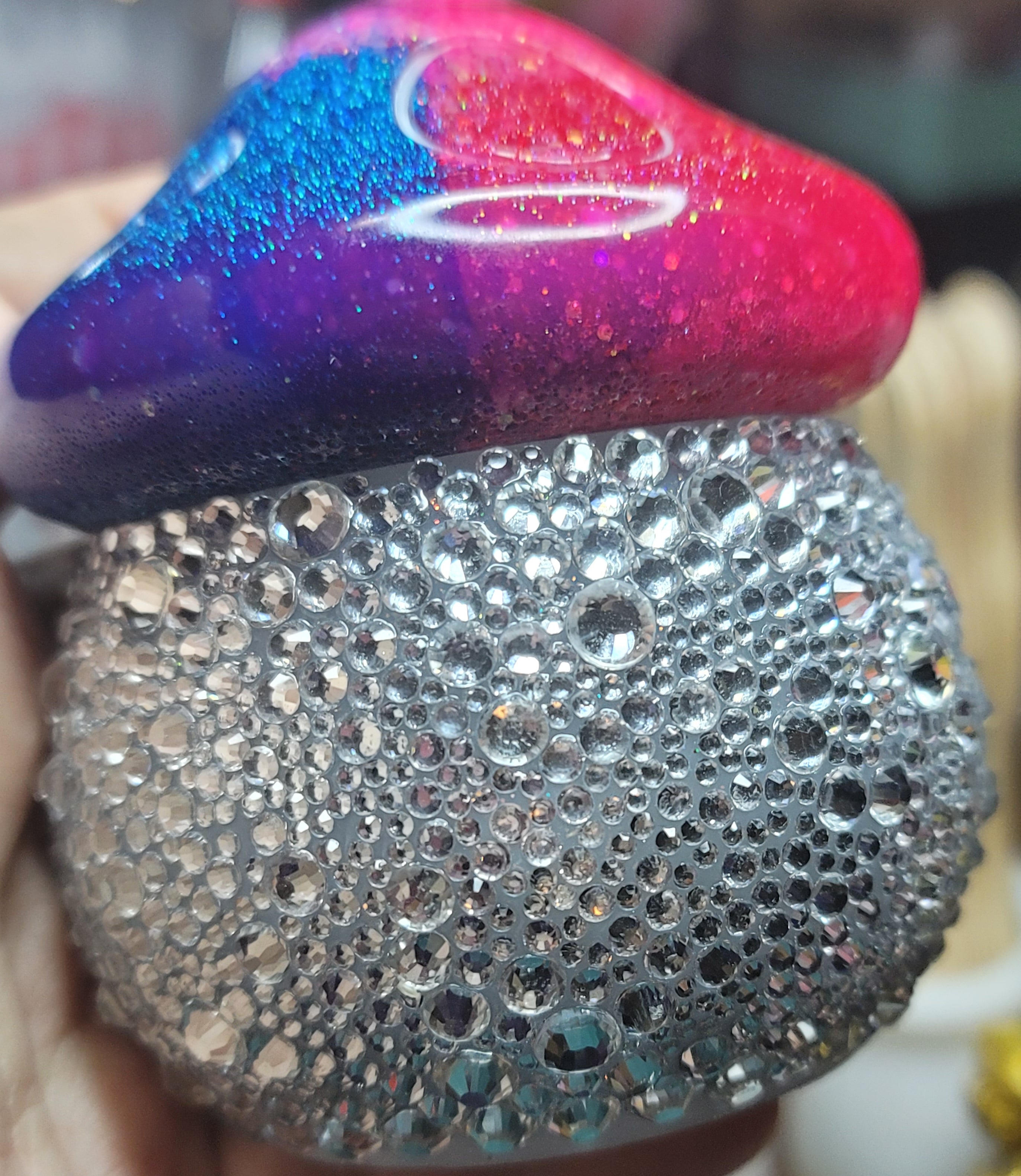 Rhinestone Mushroom Jar | Handmade Luxury Resin Decor