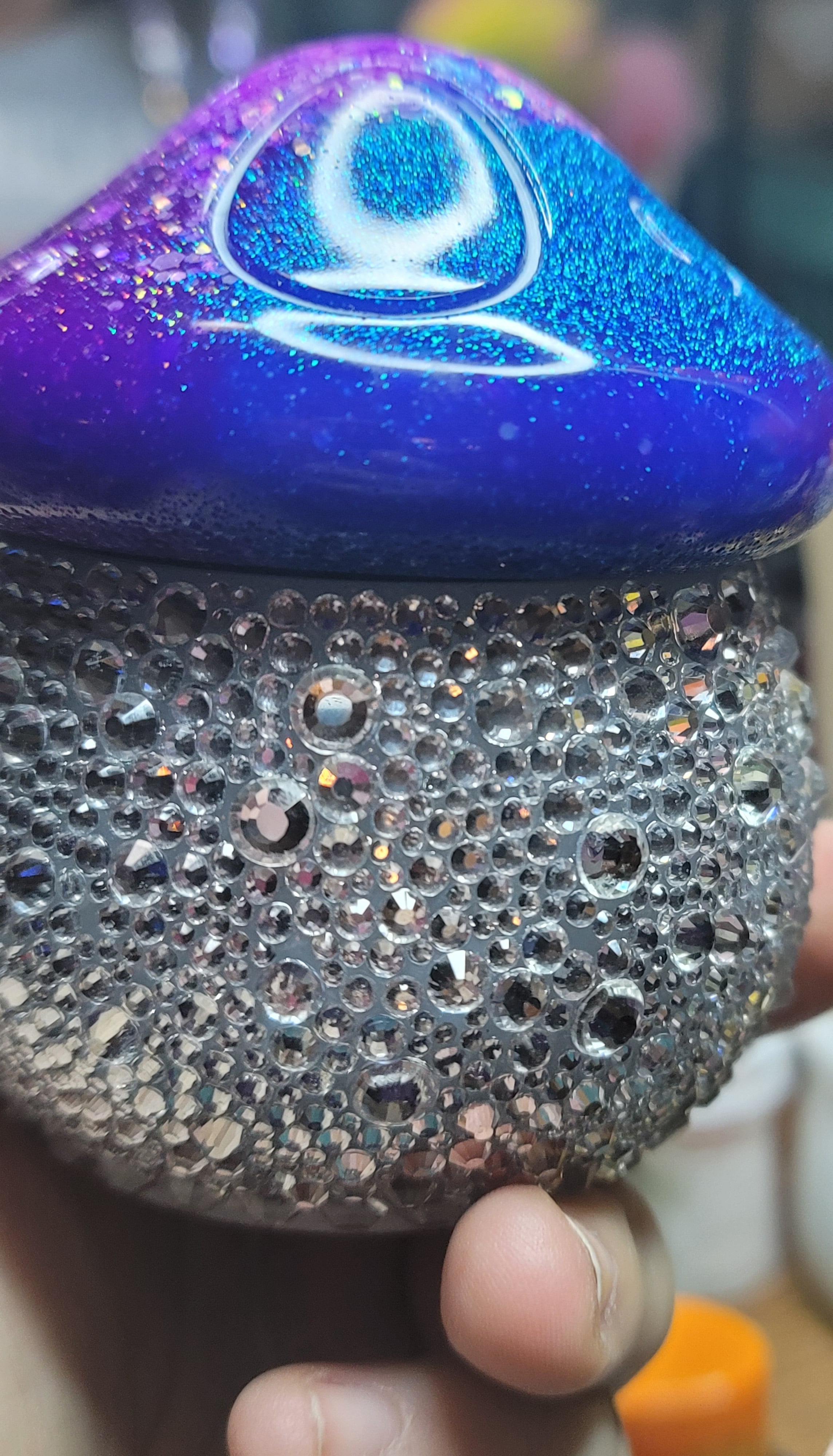 Rhinestone Mushroom Jar | Handmade Luxury Resin Decor