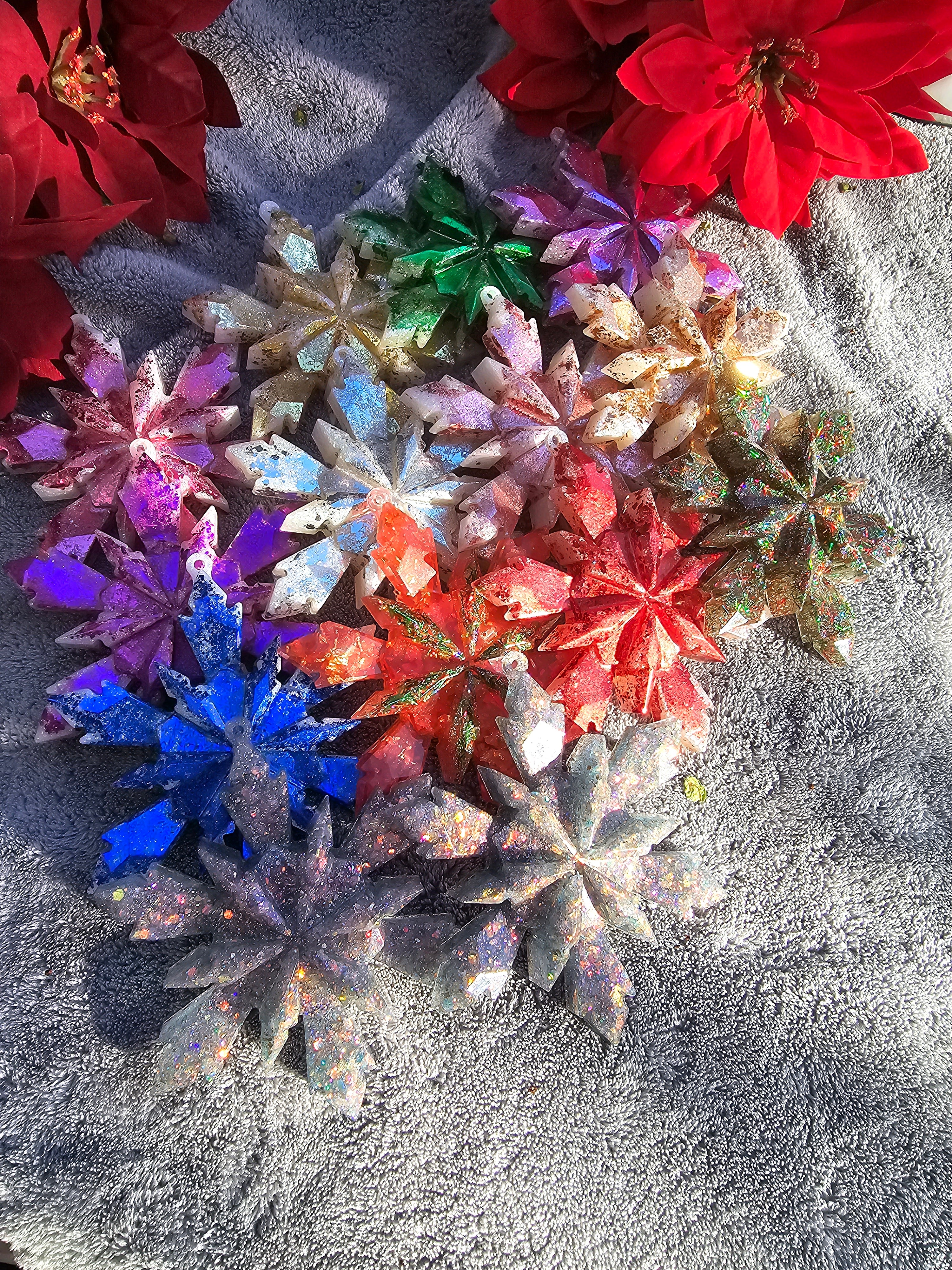 Handmade Resin Snowflake Ornament: Metallic Collection