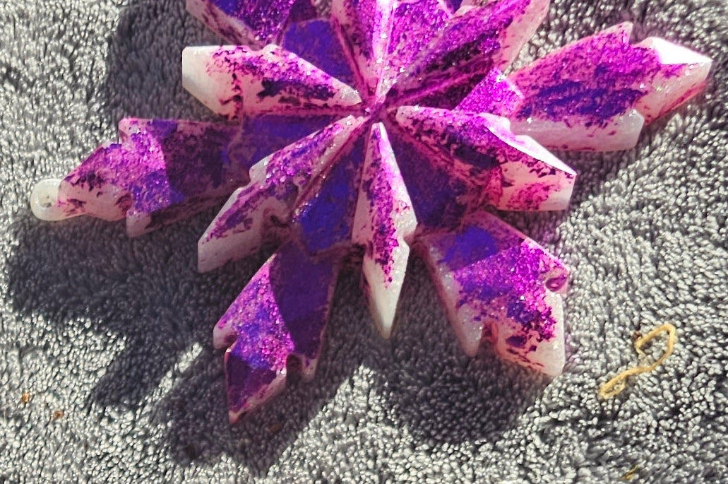Handmade Resin Snowflake Ornament: Metallic Collection