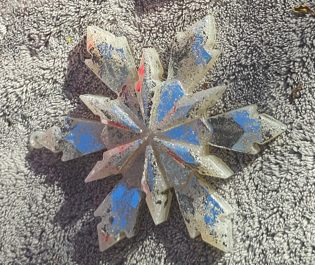 Handmade Resin Snowflake Ornament: Metallic Collection