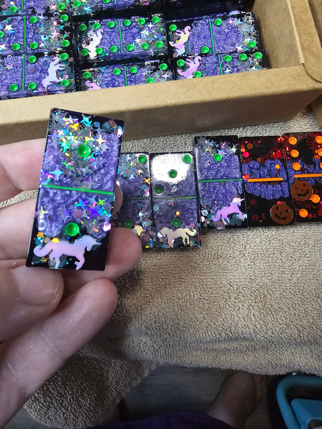 Enchanted Unicorn Domino Set | Handmade Resin Dominoes
