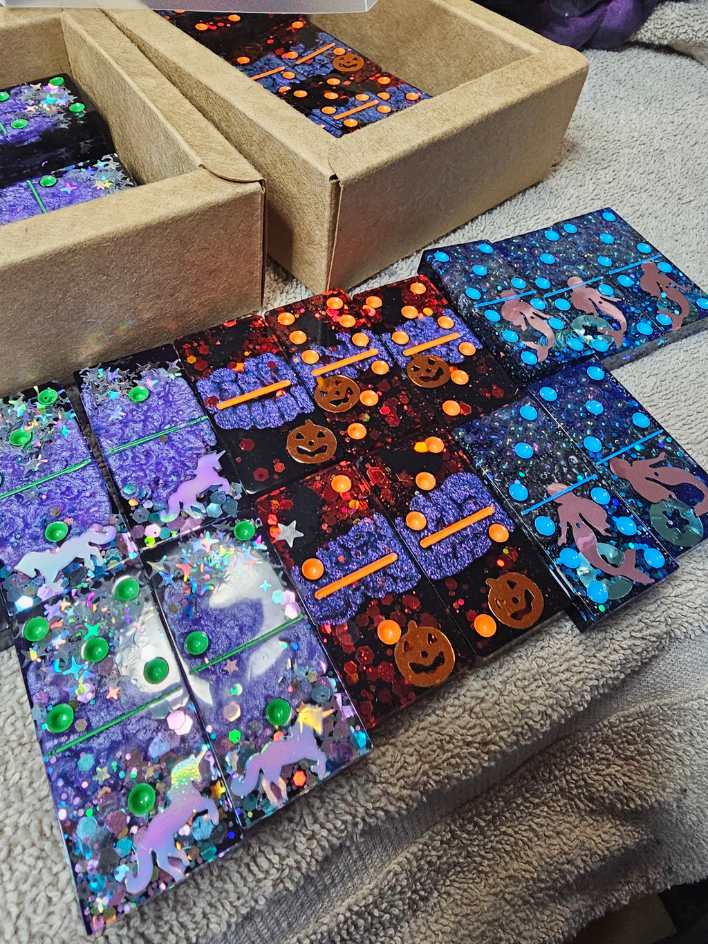 Enchanted Unicorn Domino Set | Handmade Resin Dominoes