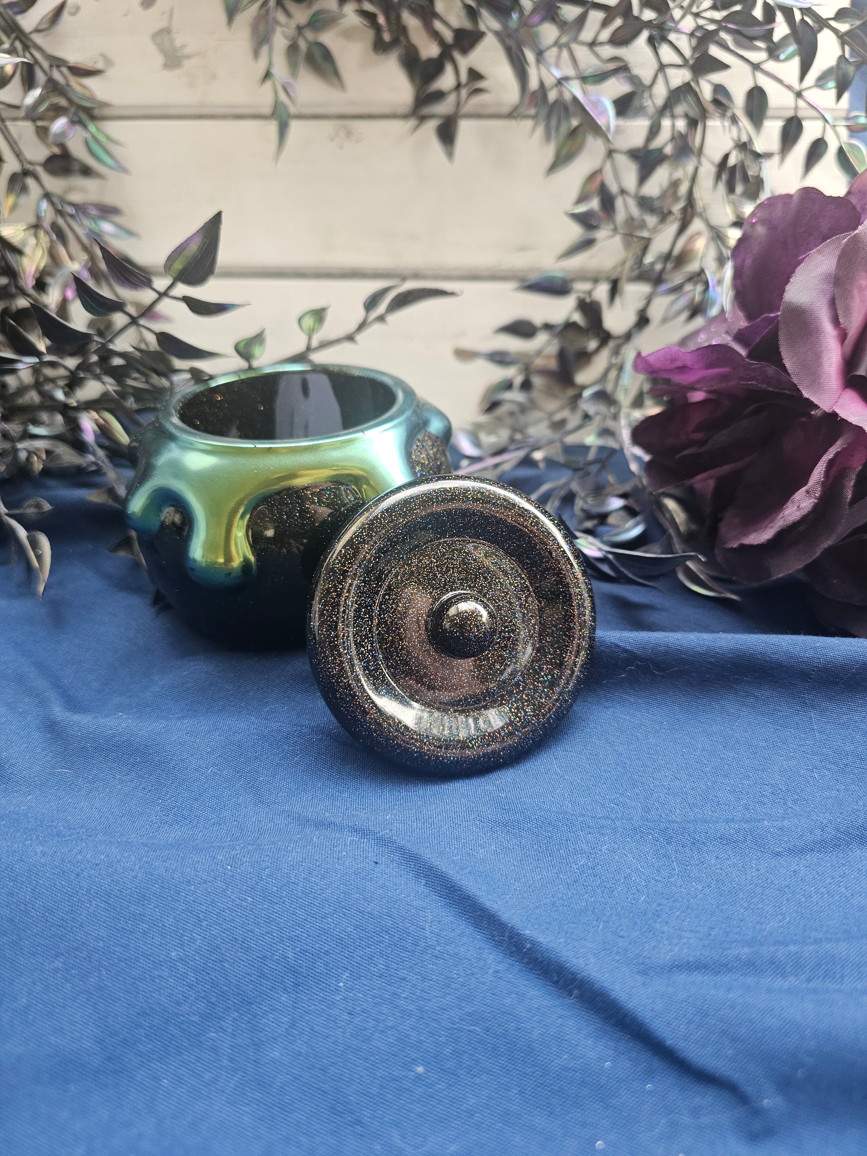 Green Oozy Cauldron Honey Pot Jar | Handmade Resin Spooky Stash Jar