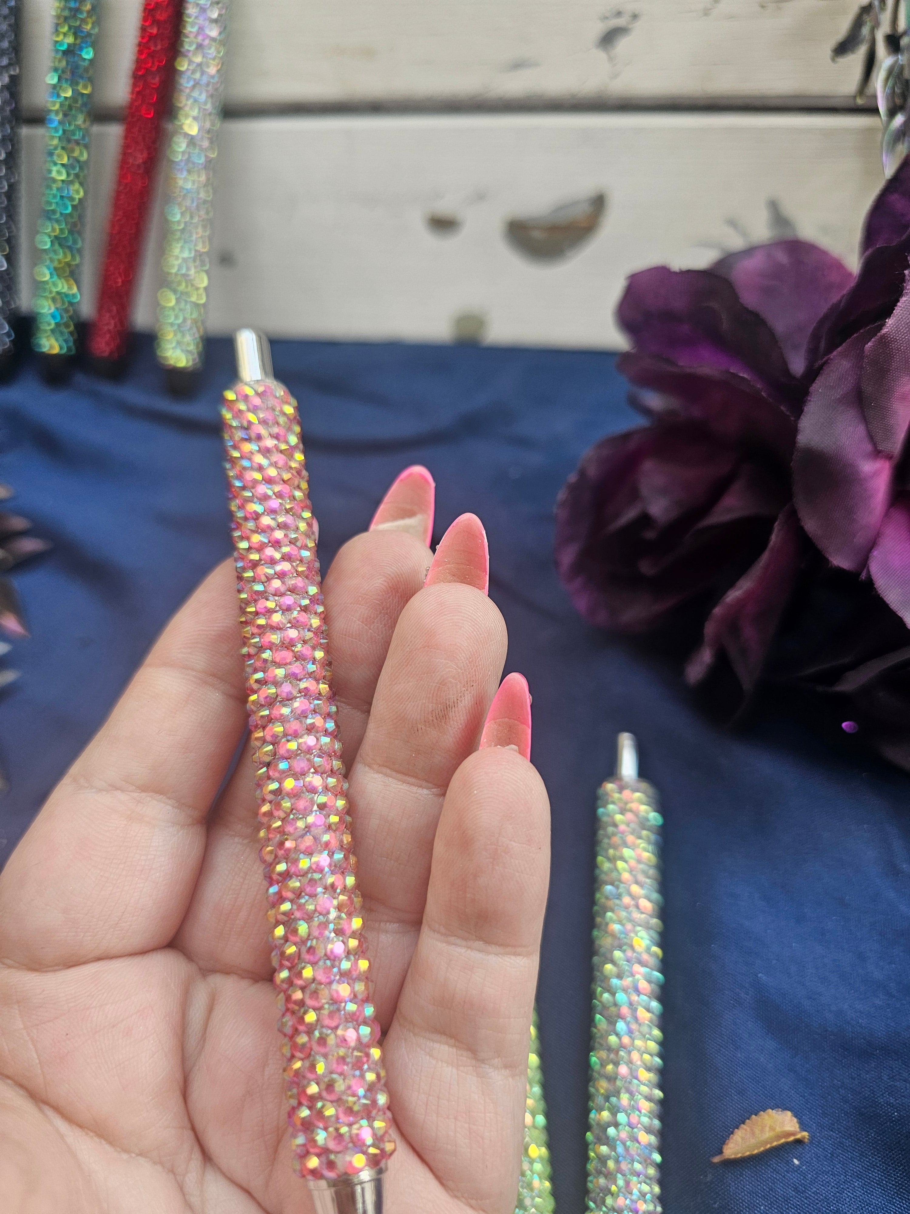 Hand-Rhinestoned Gel Pen | Refillable Crystal Rhinestone Pen
