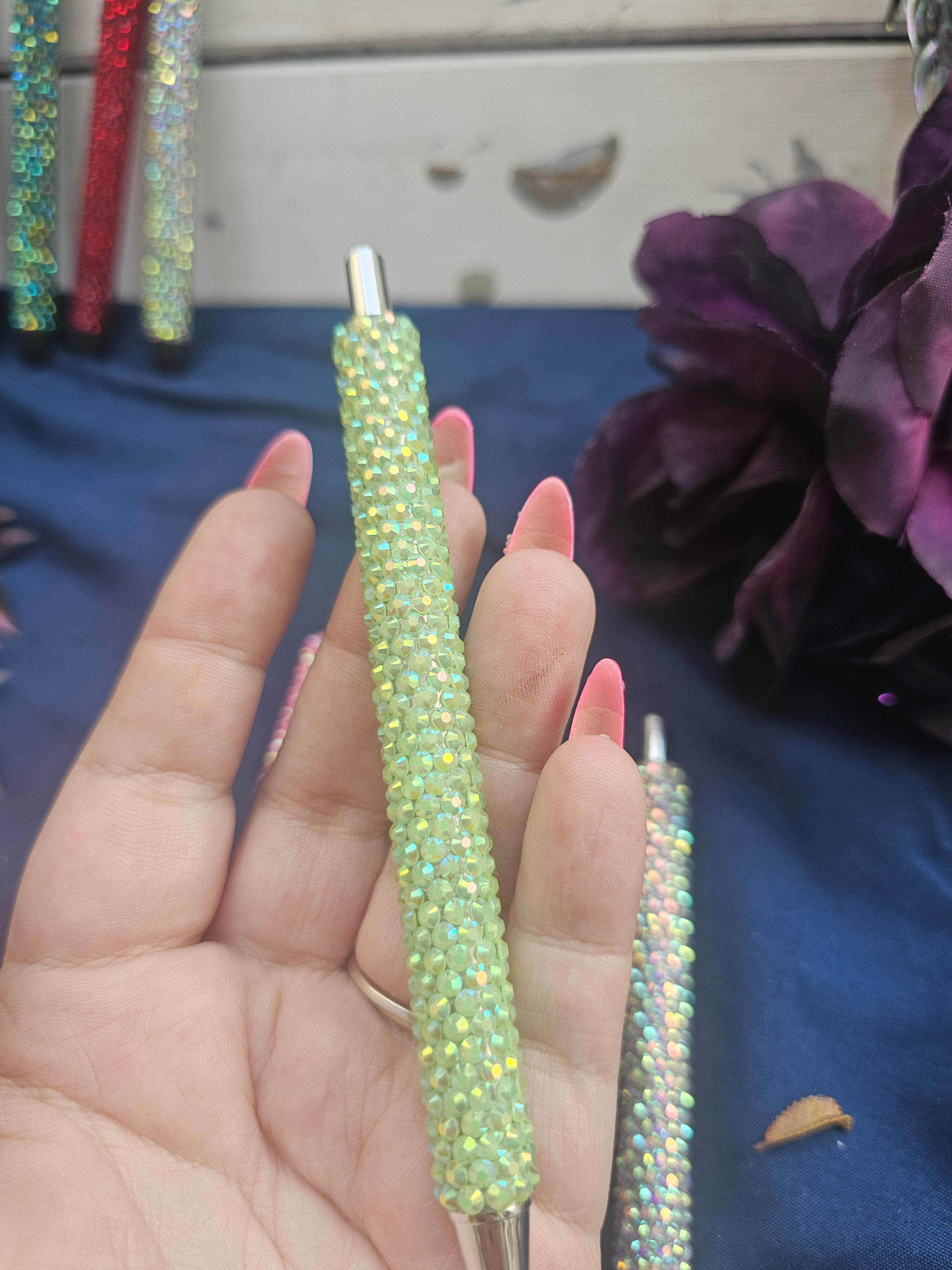 Hand-Rhinestoned Gel Pen | Refillable Crystal Rhinestone Pen