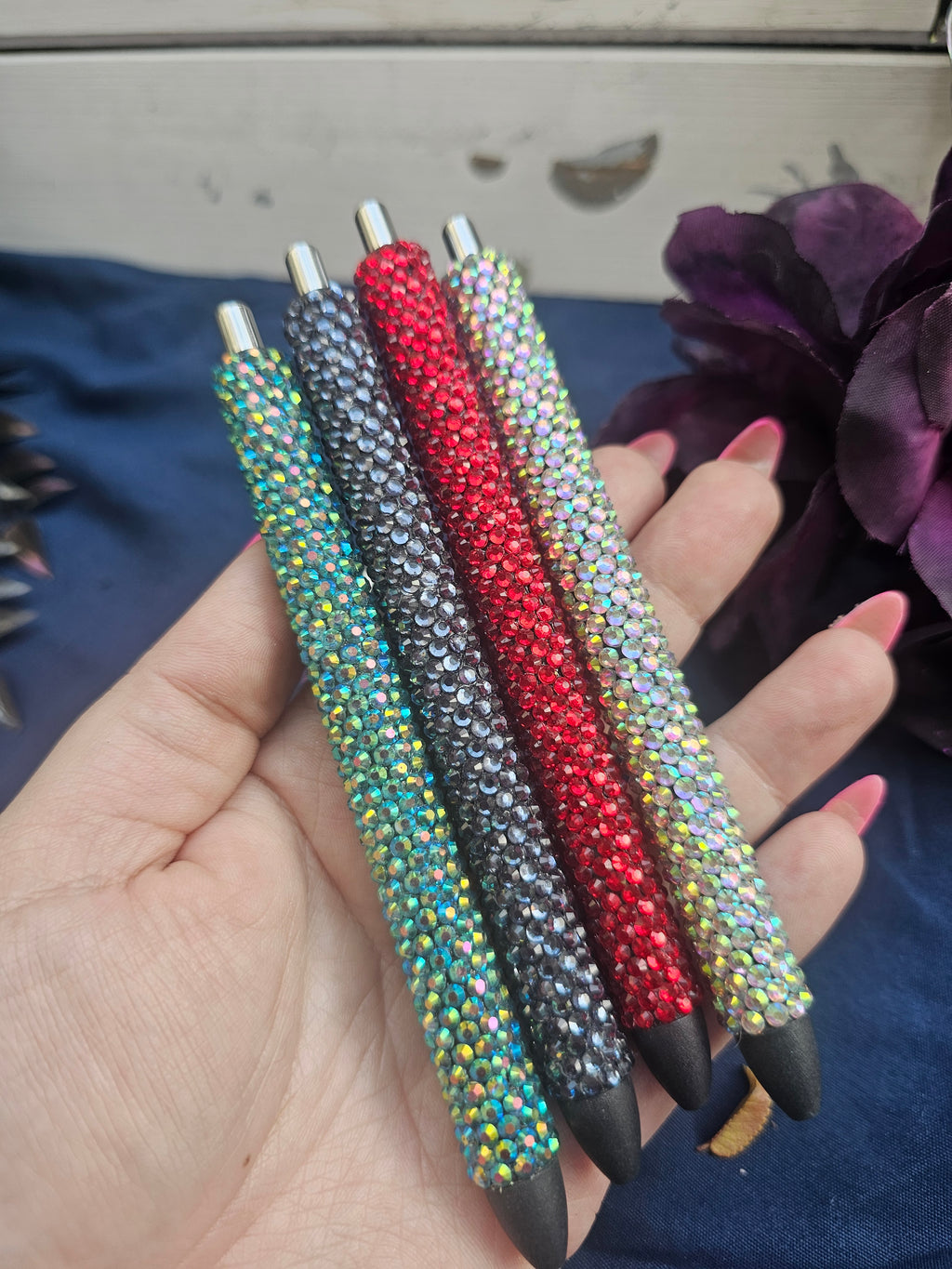 Hand-Rhinestoned Gel Pen | Refillable Crystal Rhinestone Pen