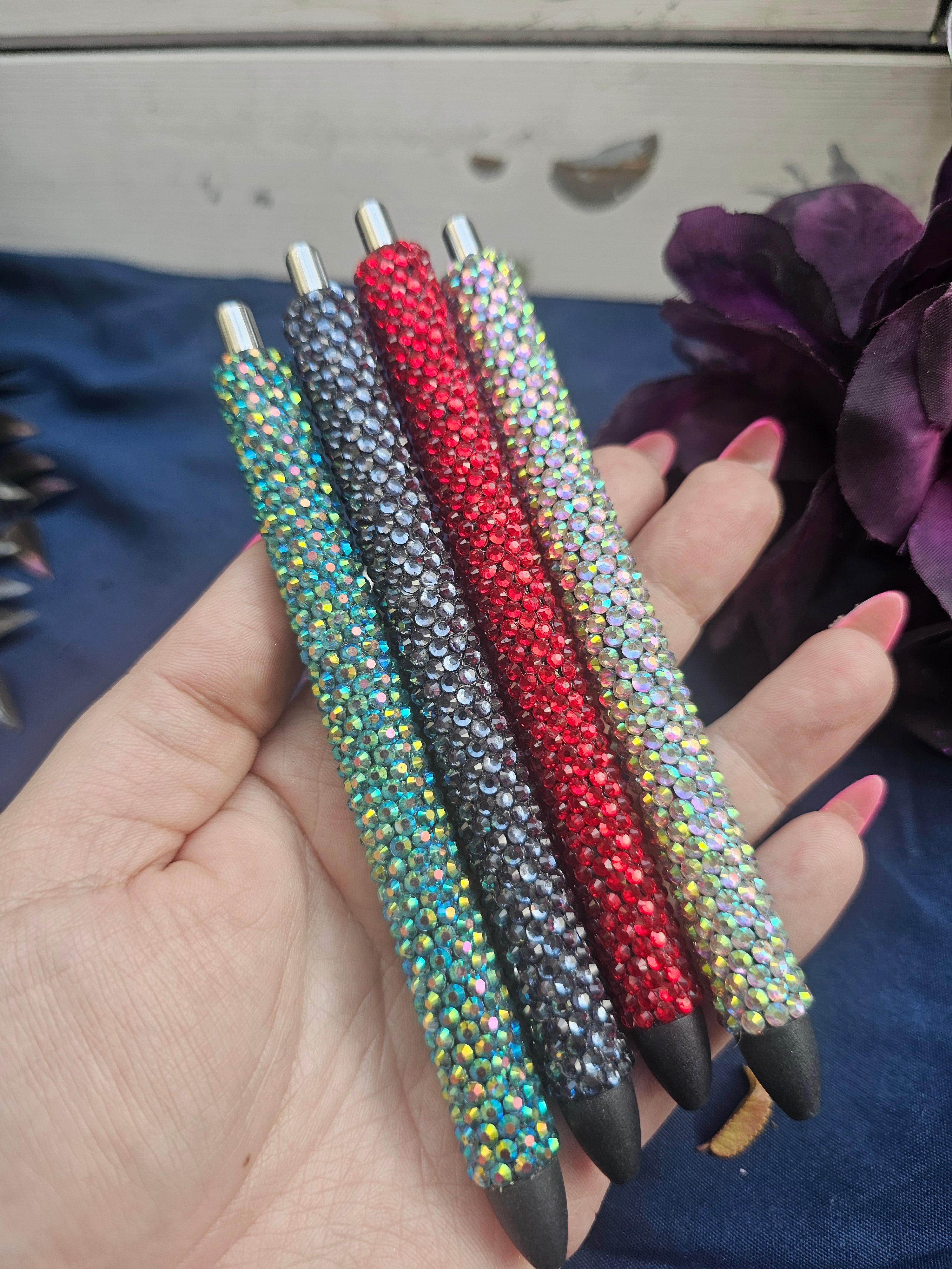 Hand-Rhinestoned Gel Pen | Refillable Crystal Rhinestone Pen