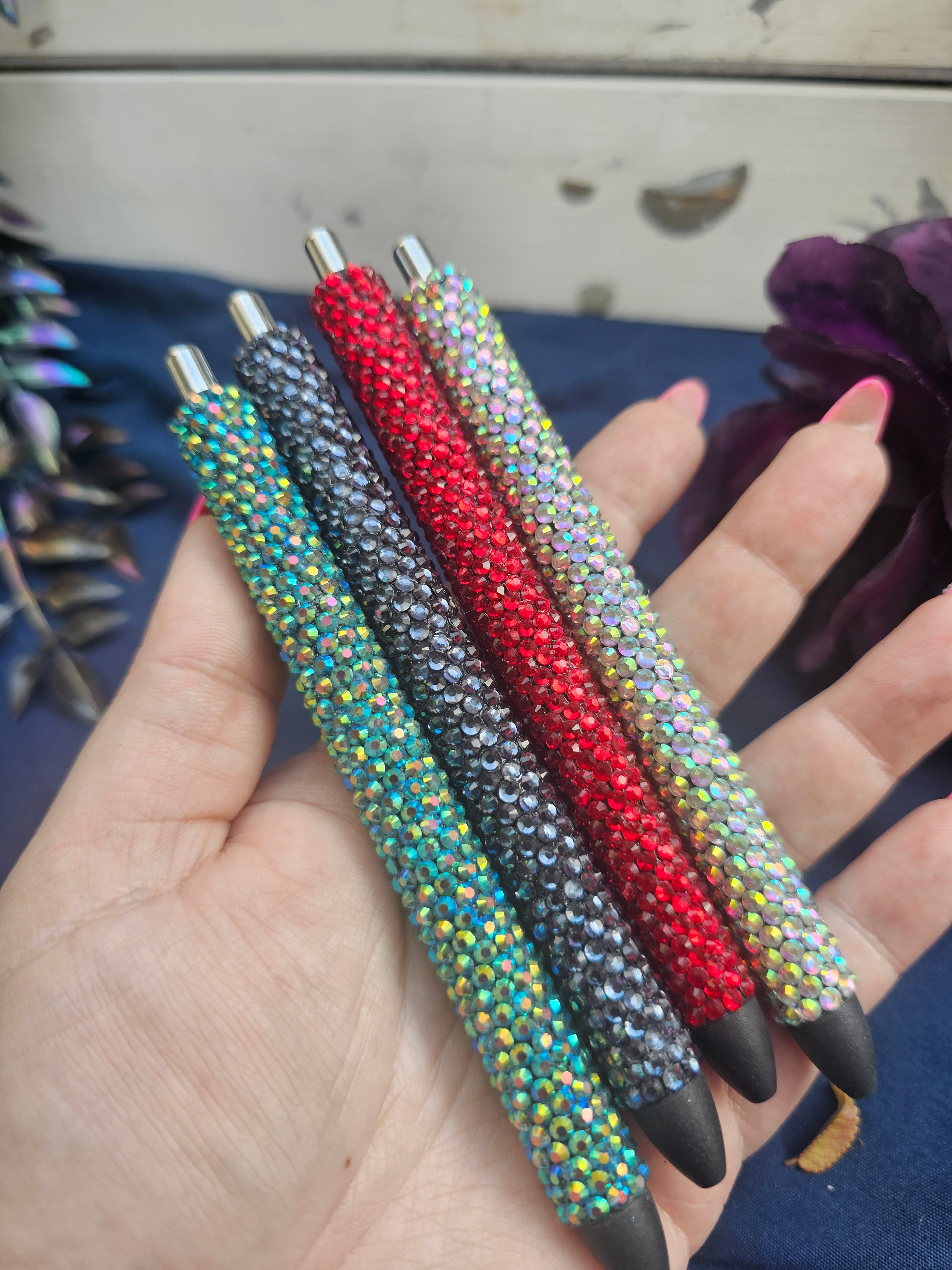 Hand-Rhinestoned Gel Pen | Refillable Crystal Rhinestone Pen