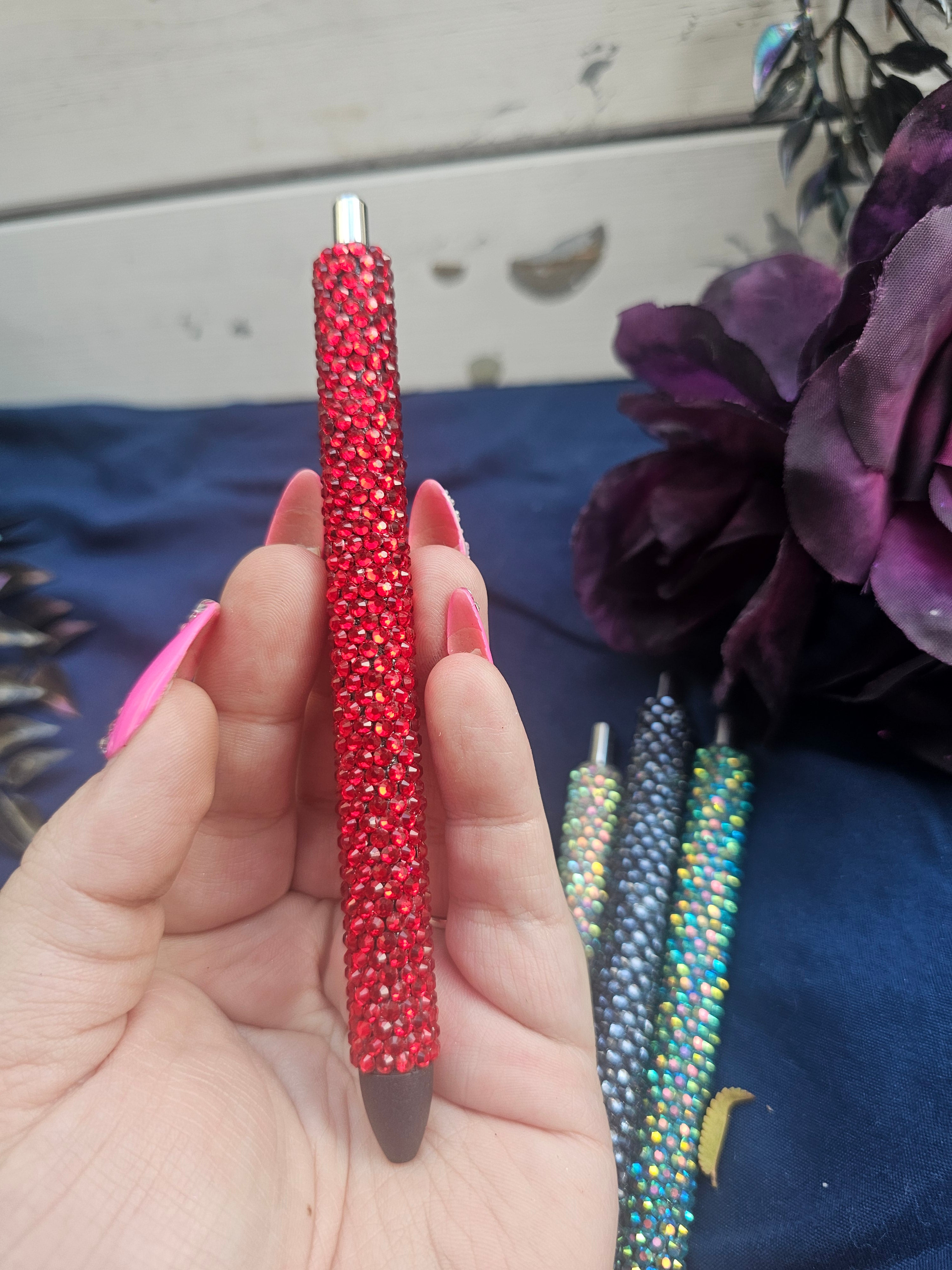 Hand-Rhinestoned Gel Pen | Refillable Crystal Rhinestone Pen