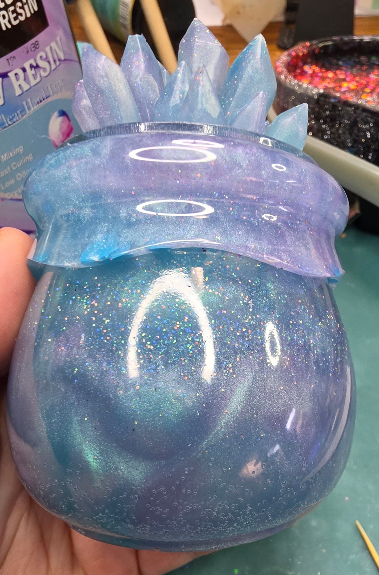 Tanzanite Mermaid Crystal Cauldron Jar | Witchy Resin Stash Box