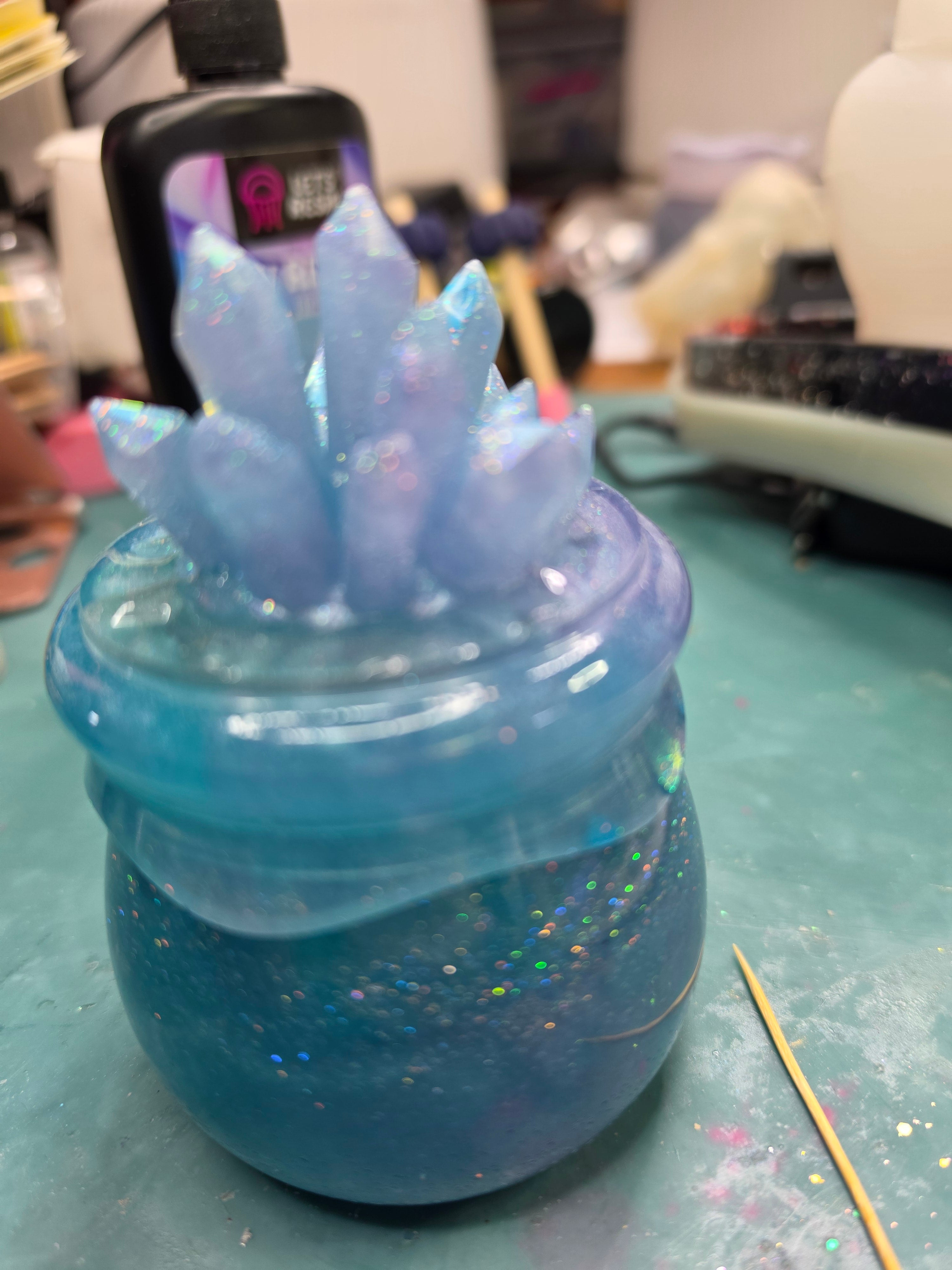 Tanzanite Mermaid Crystal Cauldron Jar | Witchy Resin Stash Box