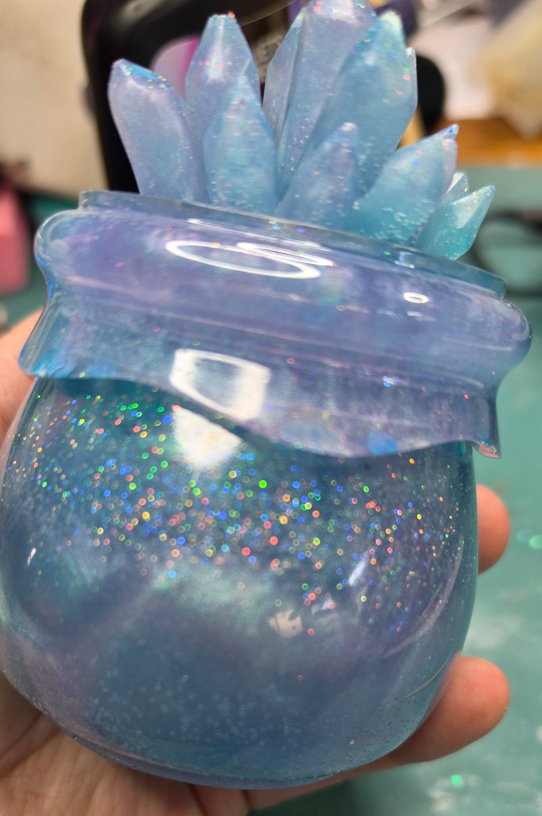 Tanzanite Mermaid Crystal Cauldron Jar | Witchy Resin Stash Box