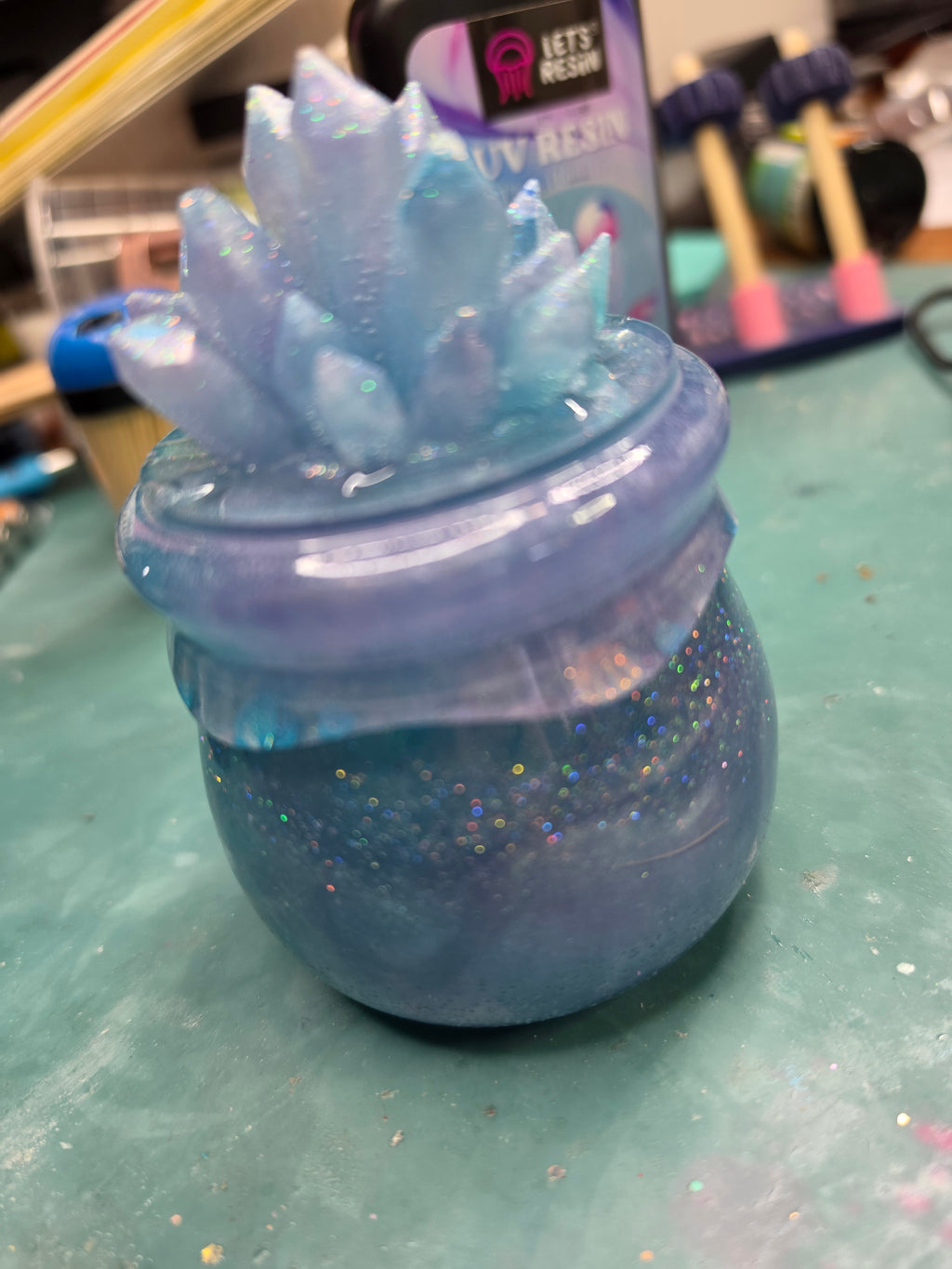 Tanzanite Mermaid Crystal Cauldron Jar | Witchy Resin Stash Box
