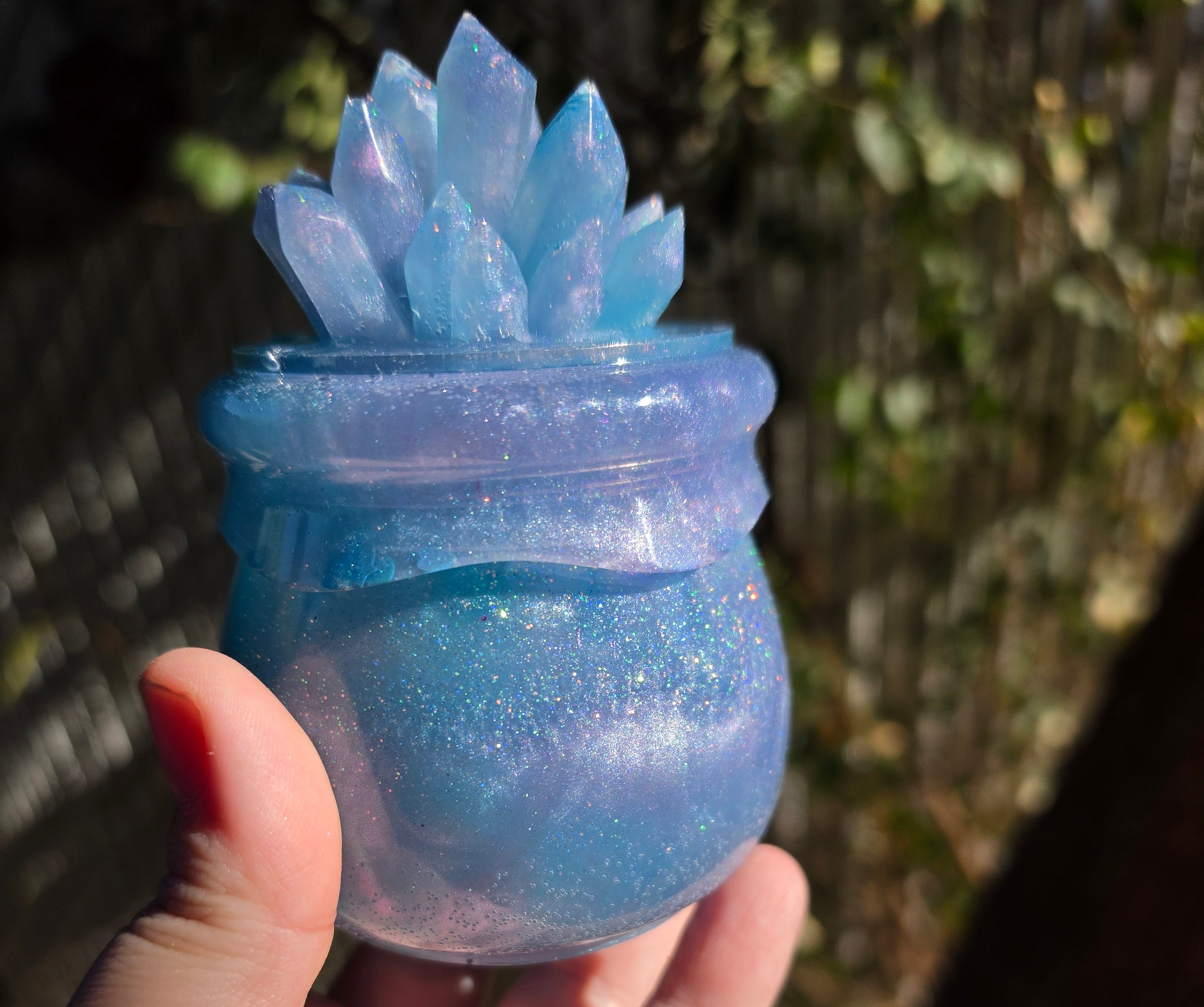 Tanzanite Mermaid Crystal Cauldron Jar | Witchy Resin Stash Box