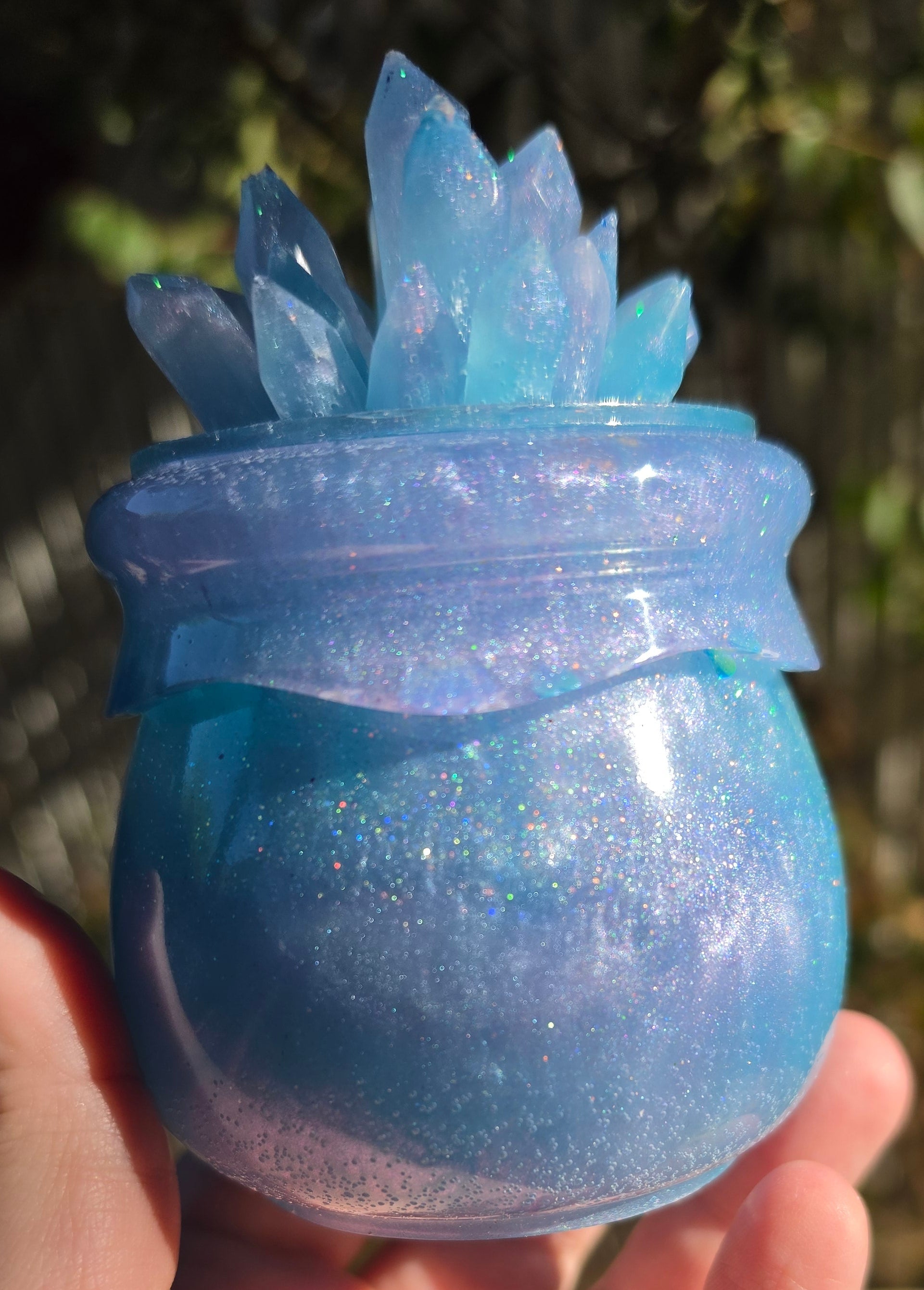 Tanzanite Mermaid Crystal Cauldron Jar | Witchy Resin Stash Box