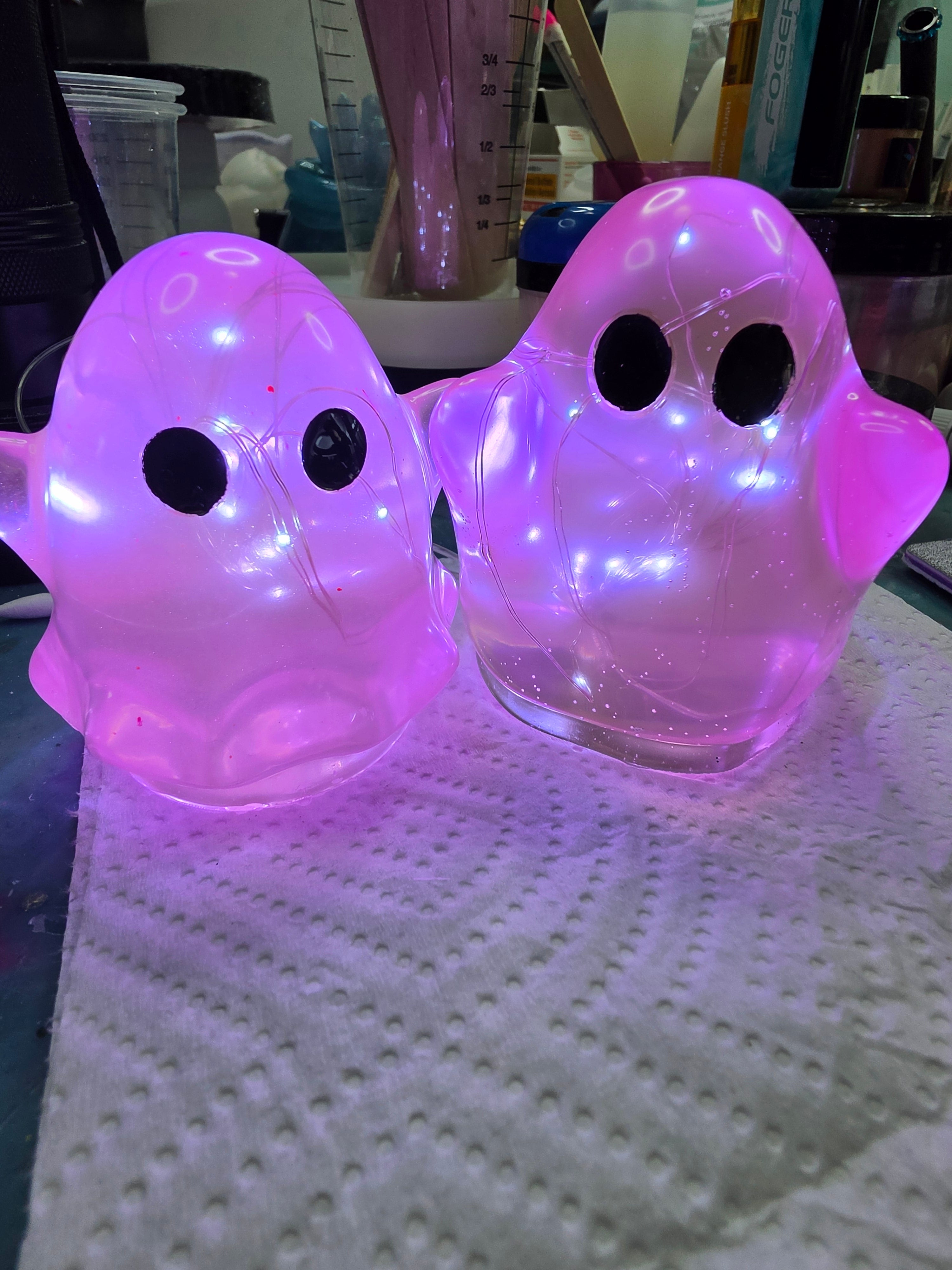 Hot Pink Light-Up Ghost | Handmade Resin Ghost Night Light