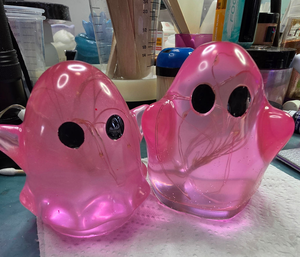 Hot Pink Light-Up Ghost | Handmade Resin Ghost Night Light