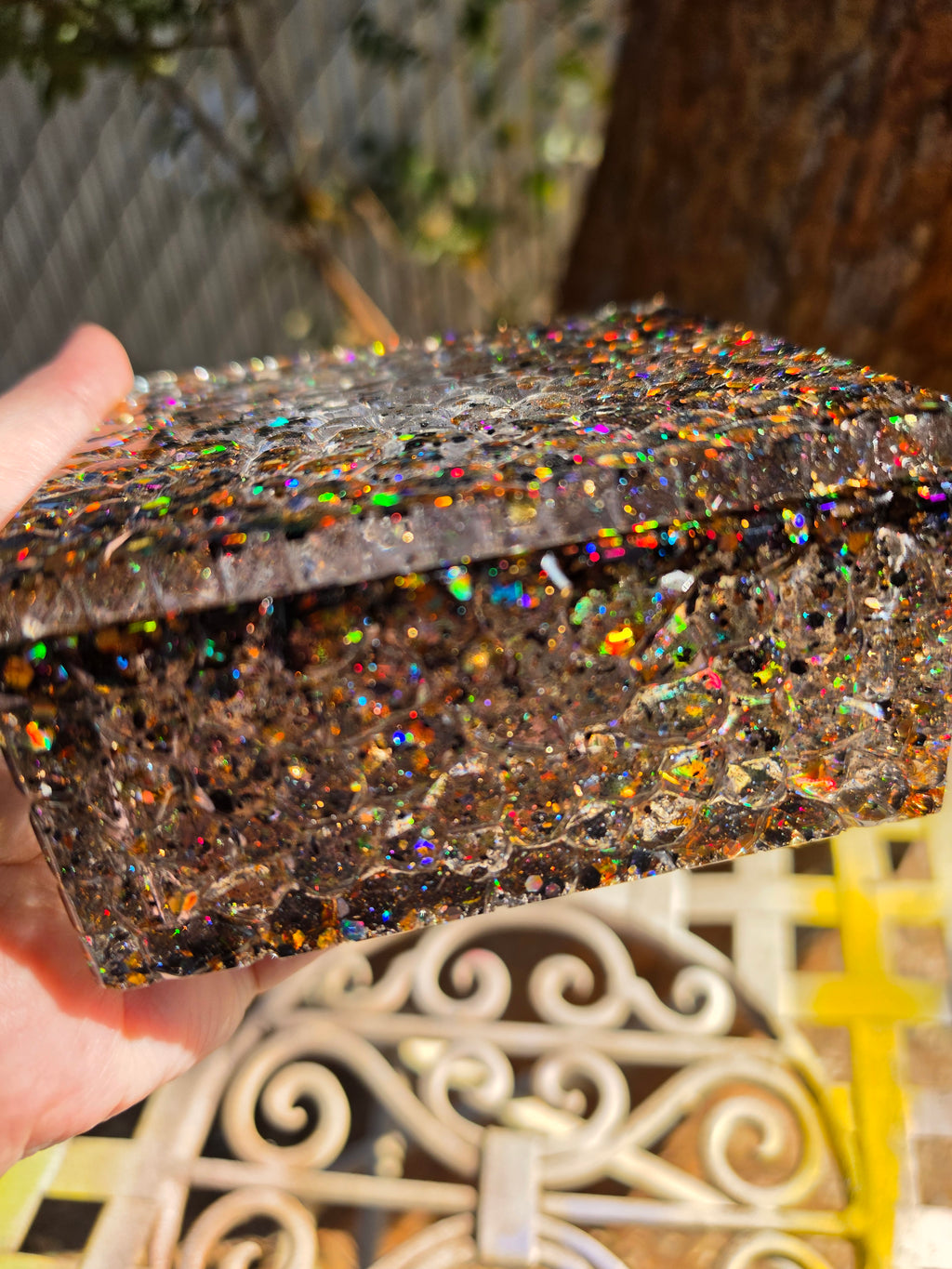Black & Gold Holographic Glitter Stash Box | Handmade Resin Trinket Box