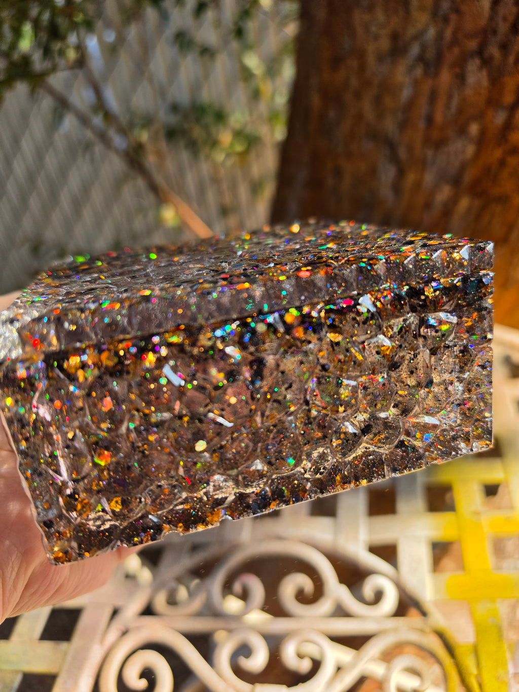 Black & Gold Holographic Glitter Stash Box | Handmade Resin Trinket Box