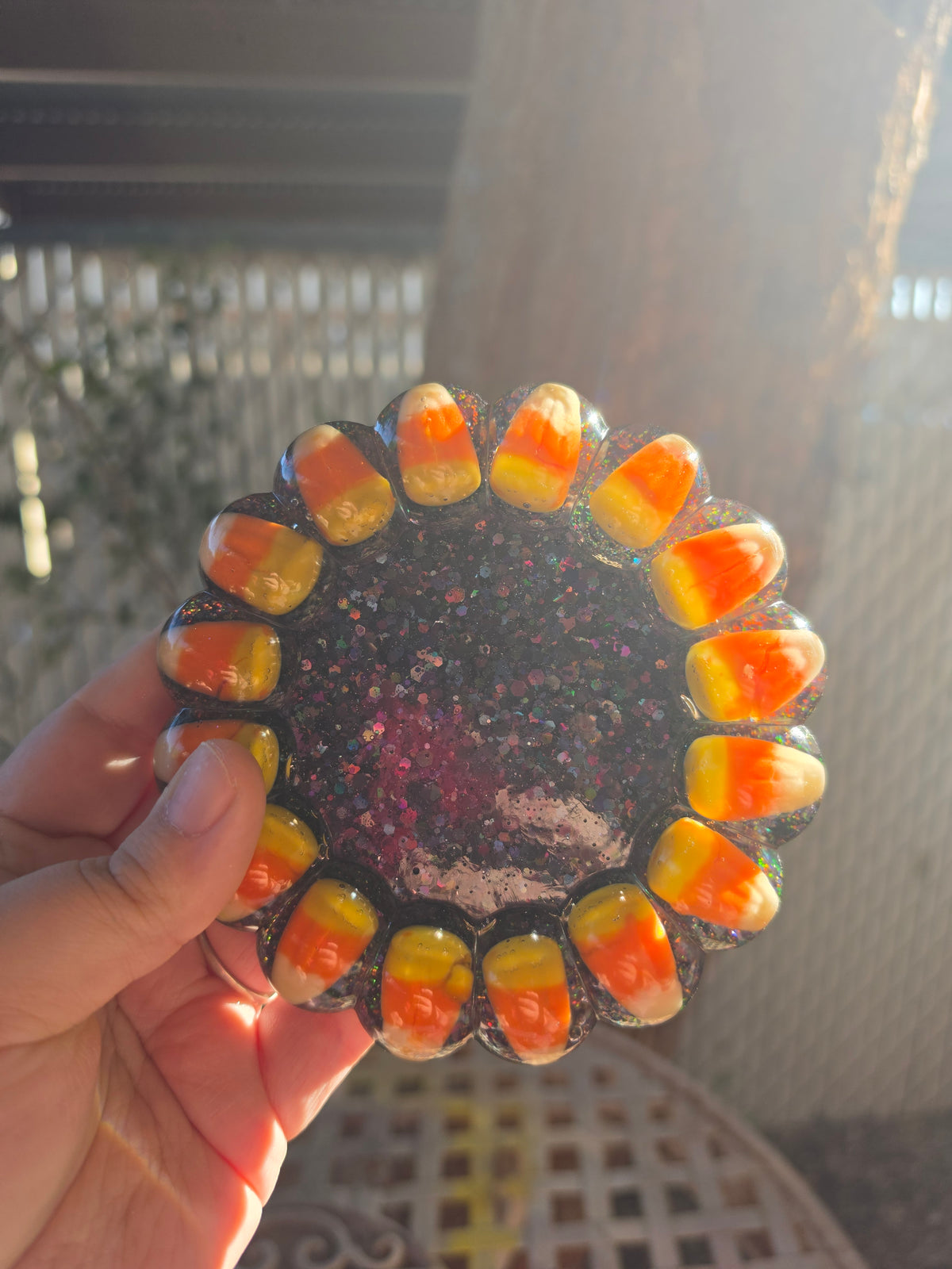 Halloween Candy Corn Resin Trinket Dish