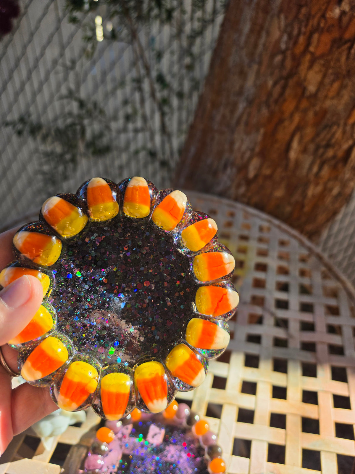 Halloween Candy Corn Resin Trinket Dish