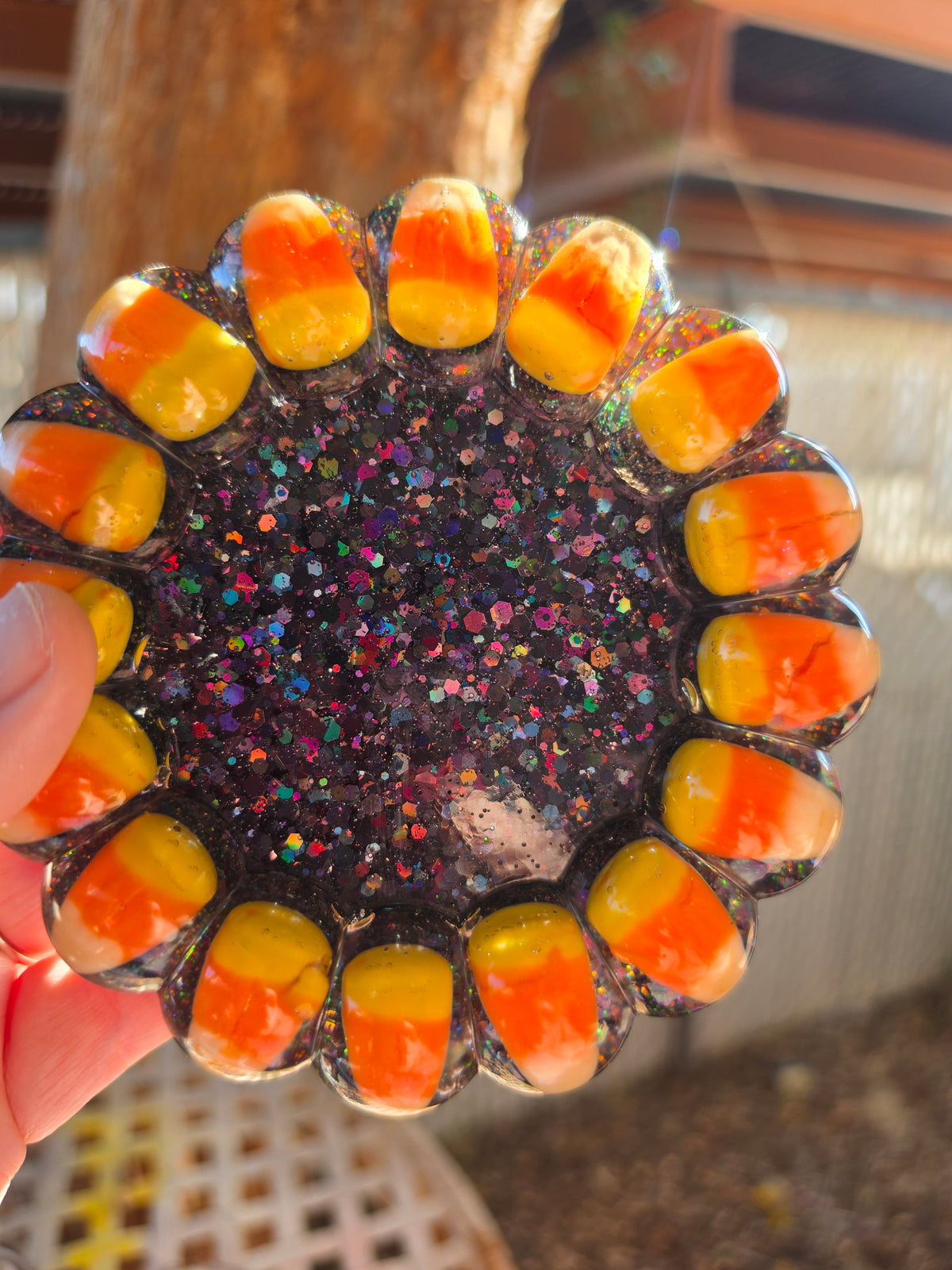 Halloween Candy Corn Resin Trinket Dish