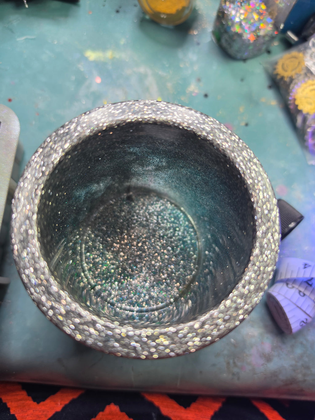 Northern Lights Cup | Teal & Silver Sparkle