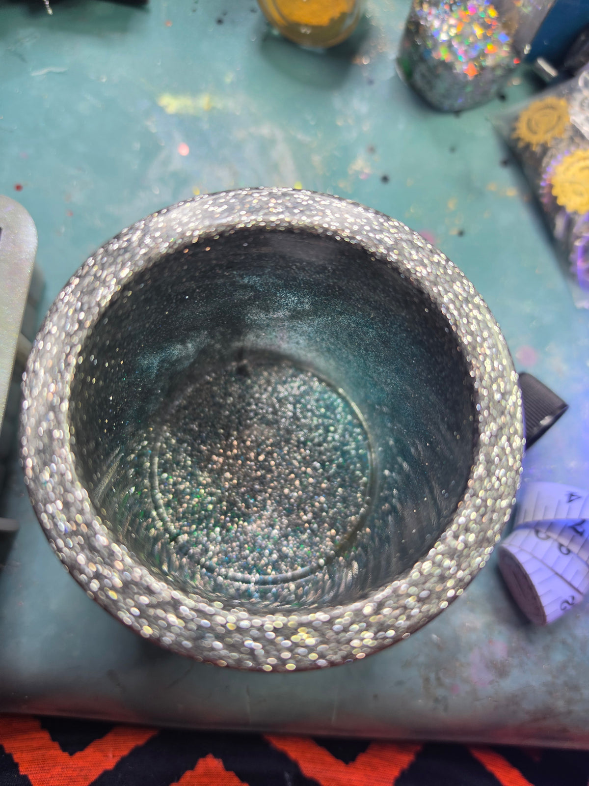 Northern Lights Cup | Teal & Silver Sparkle