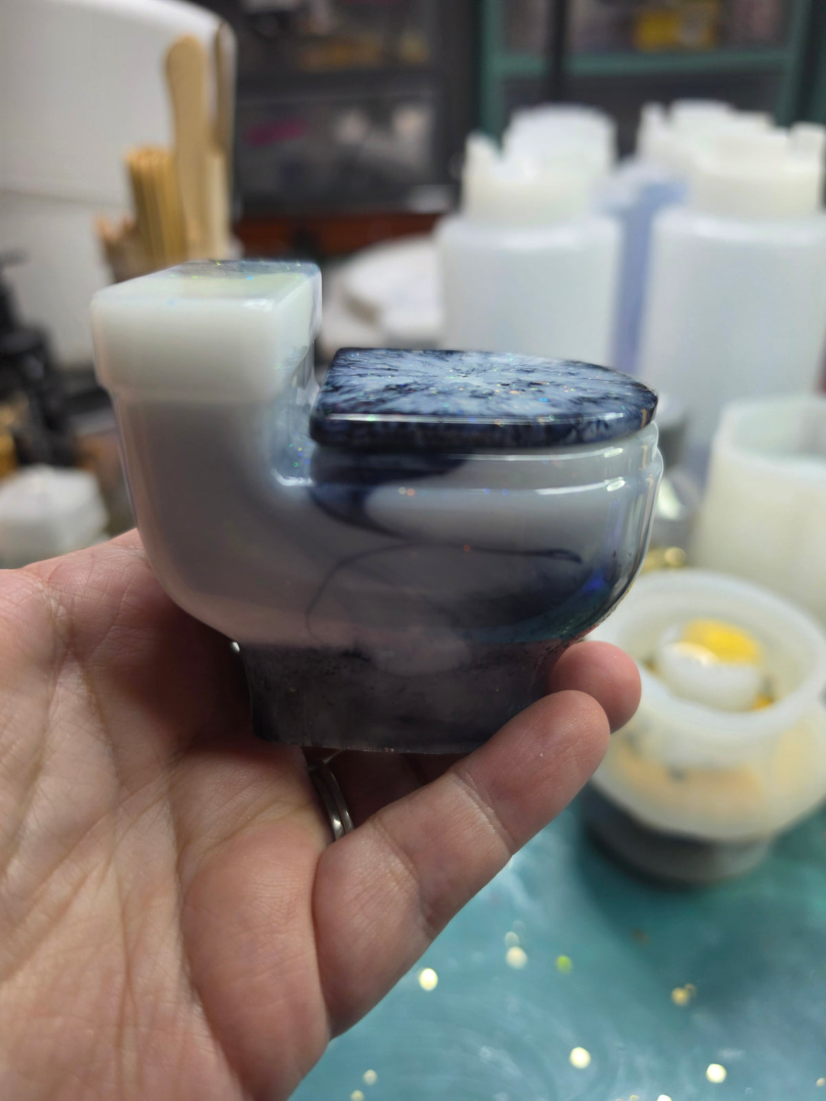 The Goth Throne | Gothic Resin Toilet Crystal Holder