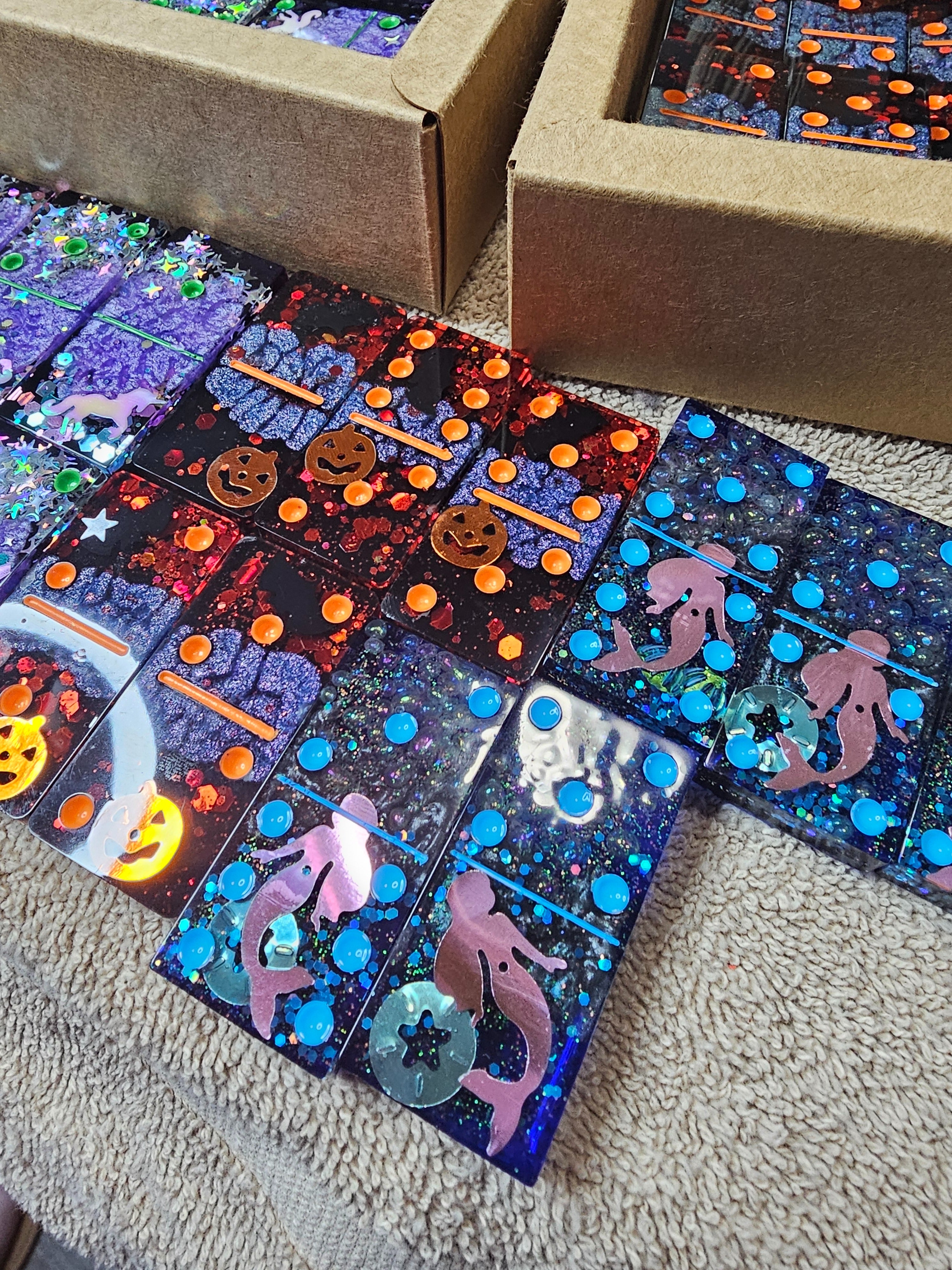 Mermaid Domino Set | Handmade Resin Dominoes