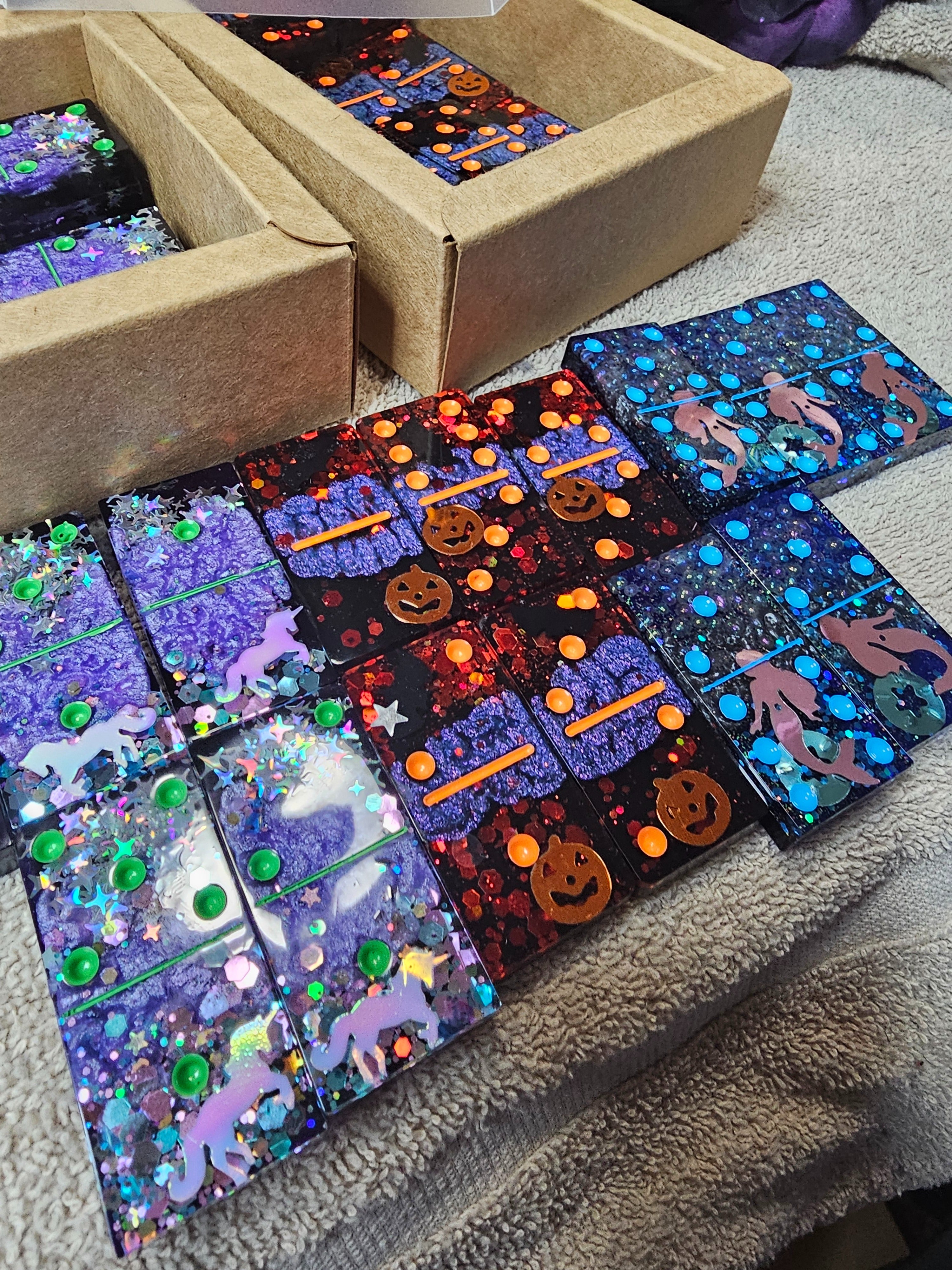 Enchanted Unicorn Domino Set | Handmade Resin Dominoes