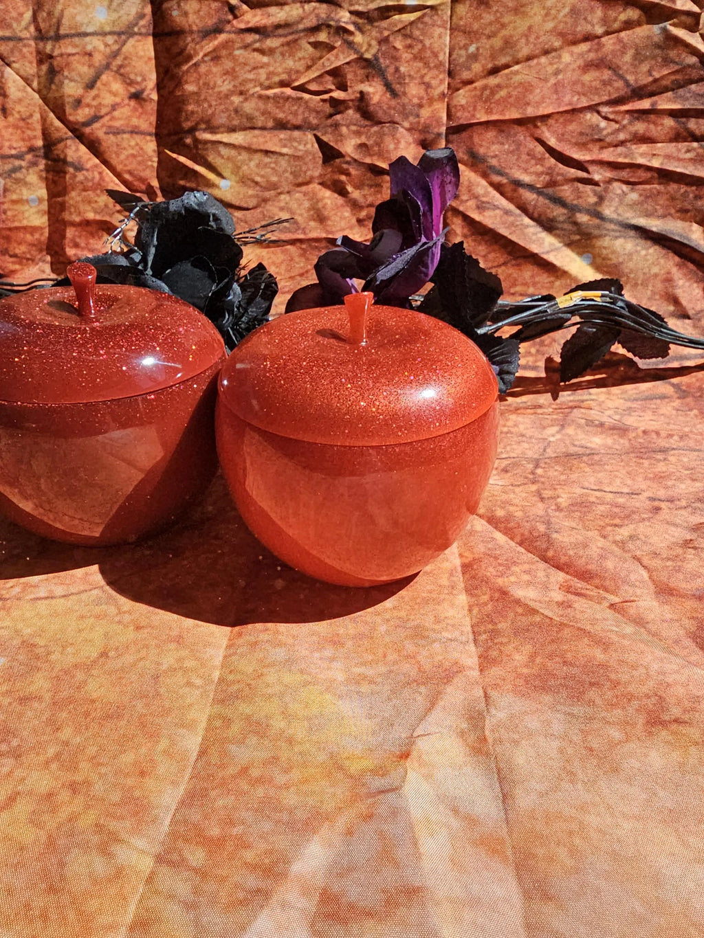 Handmade Glitter Resin Apple Jar: Stash Jar, Candy Dish, Home Decor