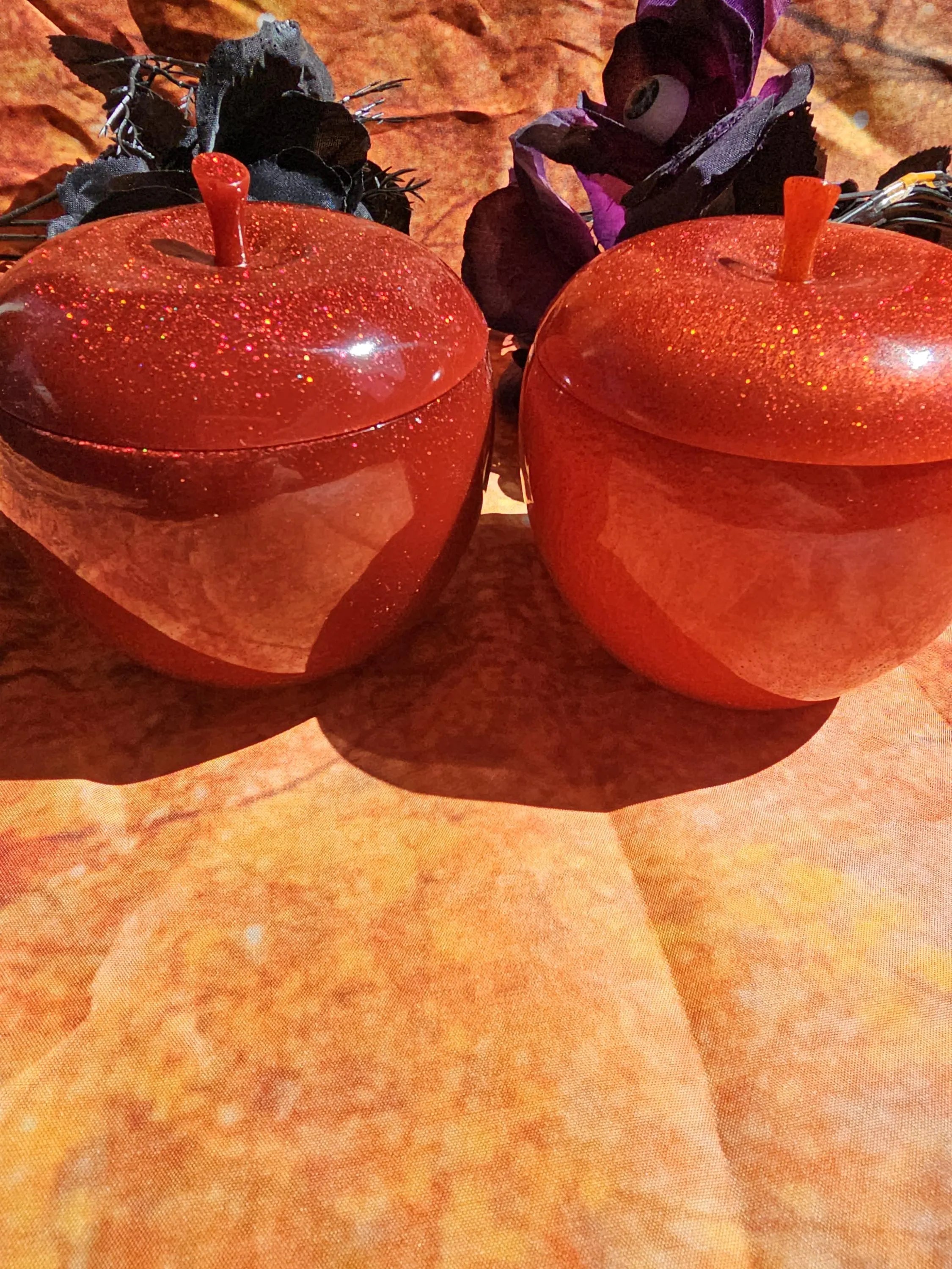 Handmade Glitter Resin Apple Jar: Stash Jar, Candy Dish, Home Decor