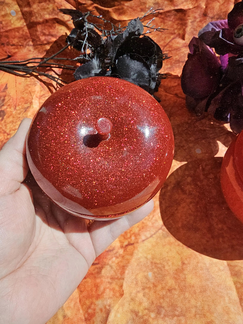 Handmade Glitter Resin Apple Jar: Stash Jar, Candy Dish, Home Decor