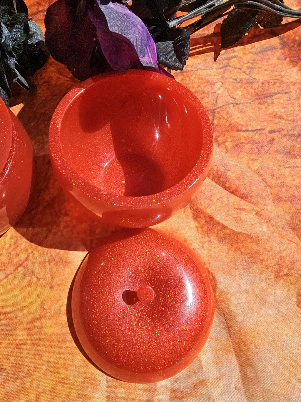 Handmade Glitter Resin Apple Jar: Stash Jar, Candy Dish, Home Decor