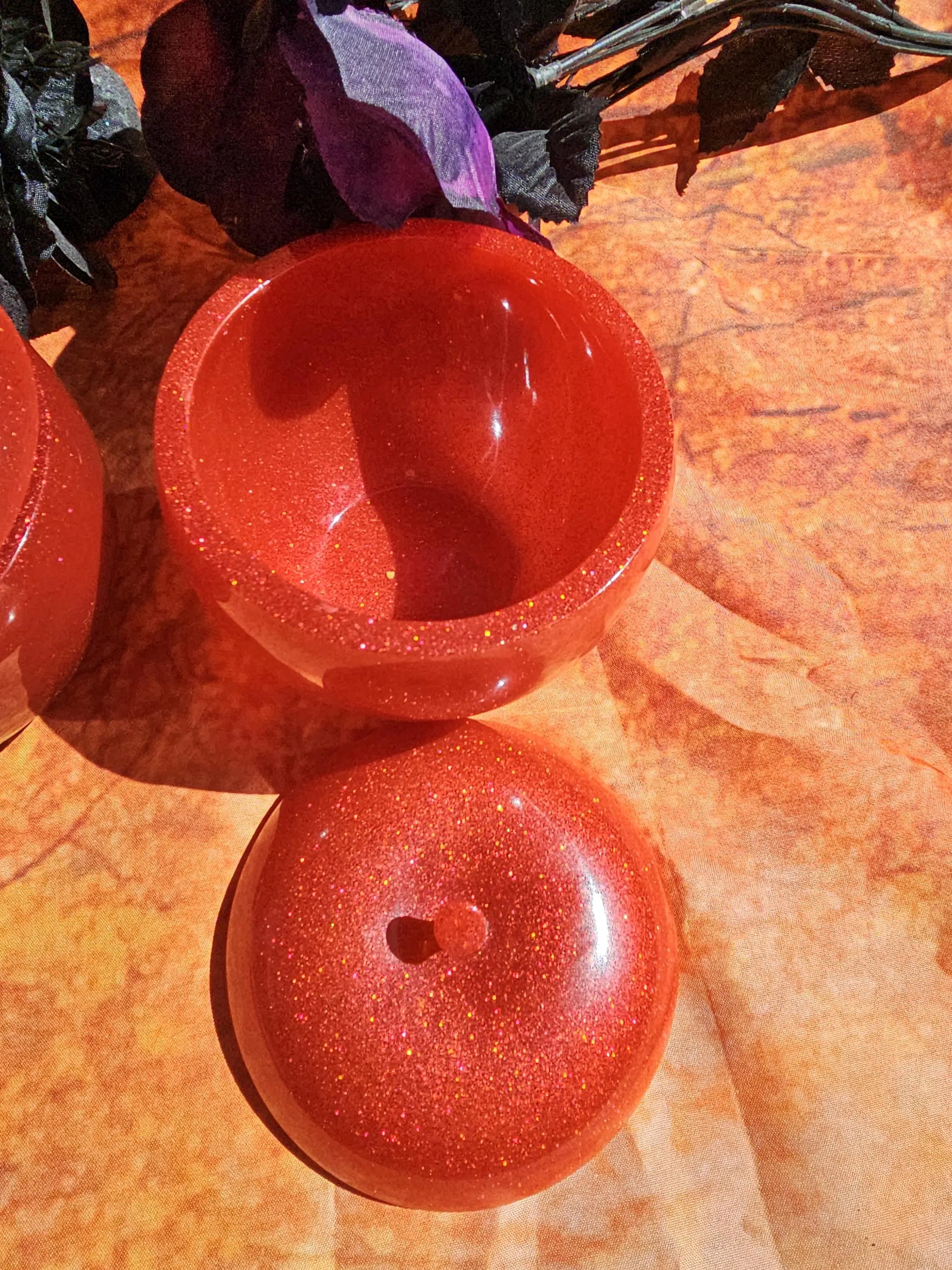 Handmade Glitter Resin Apple Jar: Stash Jar, Candy Dish, Home Decor