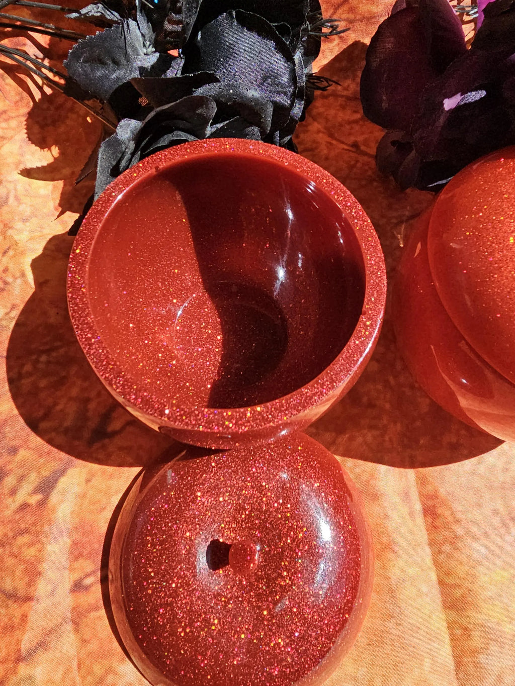 Handmade Glitter Resin Apple Jar: Stash Jar, Candy Dish, Home Decor