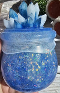 Blue ice Crystal Cauldron Resin Jar | Handmade Witchy Decor & Stash Box