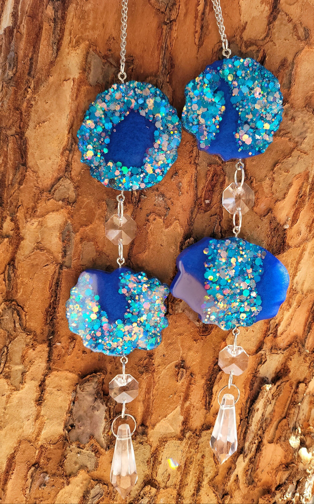Blue Geode Prism Suncatcher | Handmade Resin Crystal Rainbow Maker