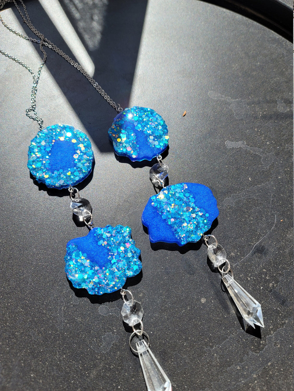 Blue Geode Prism Suncatcher | Handmade Resin Crystal Rainbow Maker