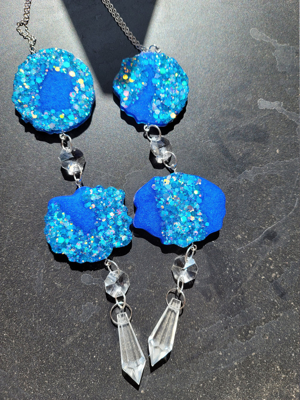 Blue Geode Prism Suncatcher | Handmade Resin Crystal Rainbow Maker