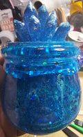 Blue Topaz Crystal Cauldron Resin Jar | Handmade Witchy Decor & Stash Box