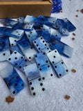 Blue/White Domino Set | Handmade Resin Dominoes