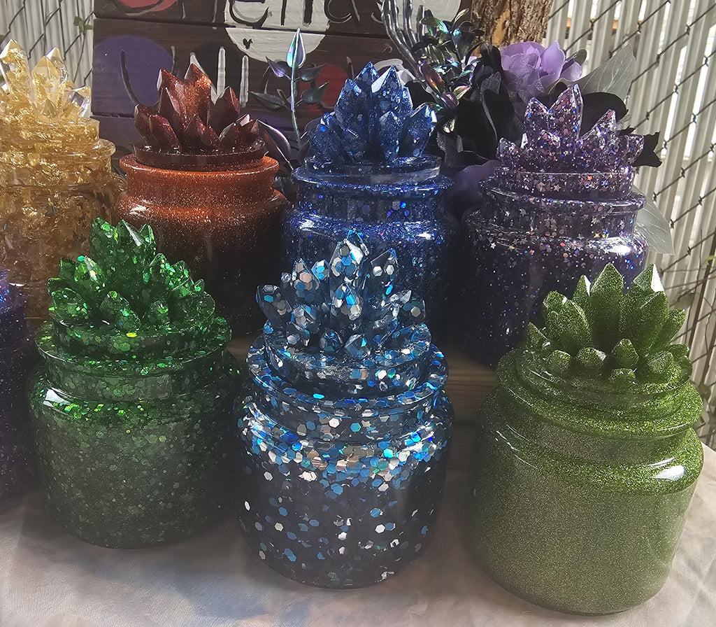 Garnet Crystal Apothecary Jar | Handmade Resin Crystal Jar