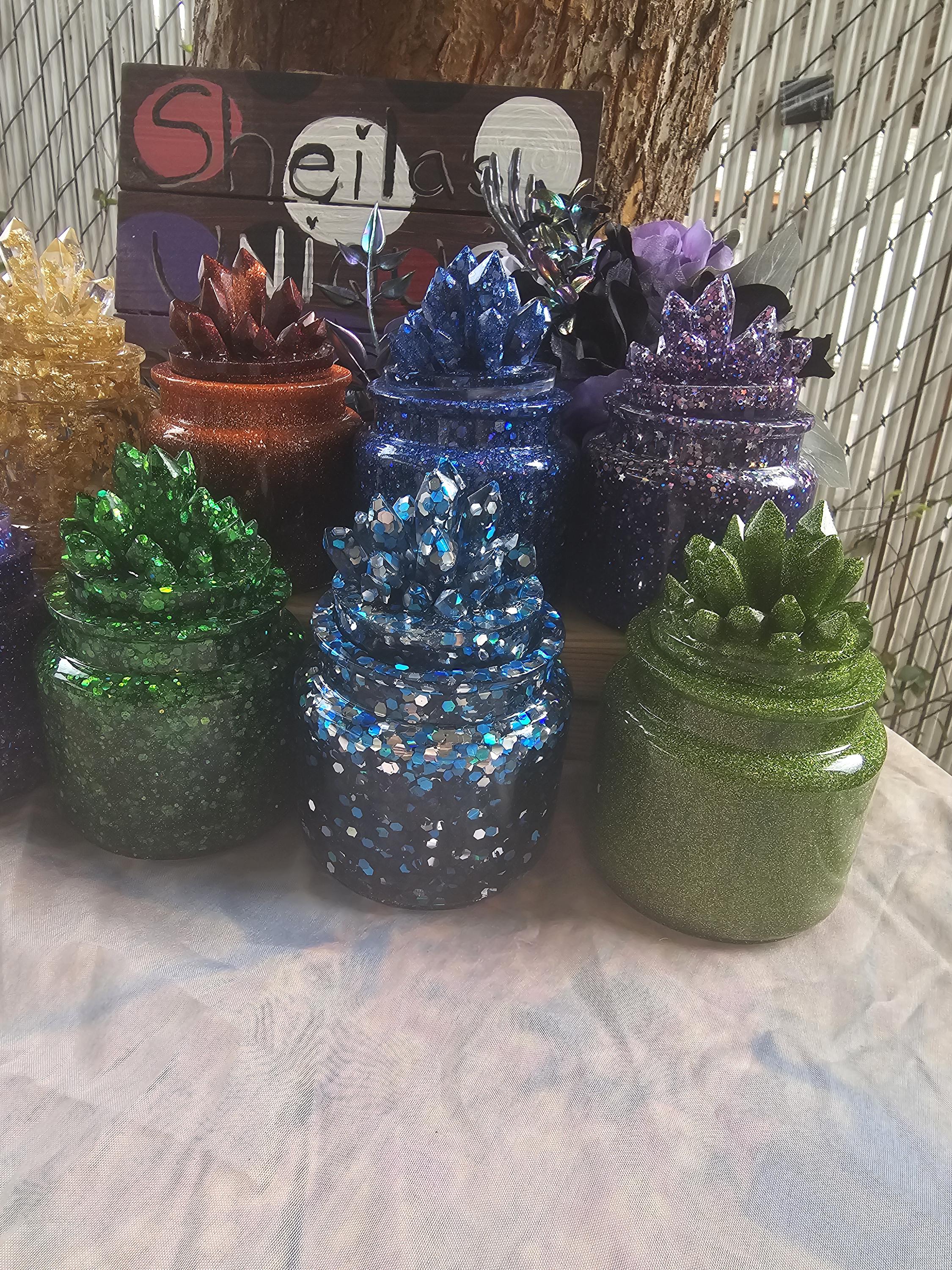 Pink Sapphire Crystal Apothecary Jar | Handmade Resin Crystal Jar