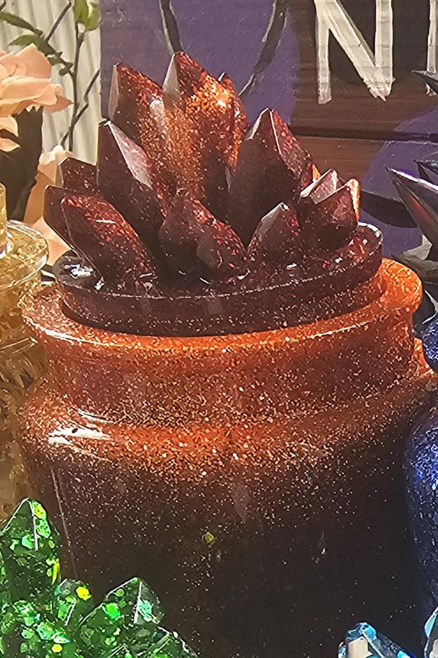 Garnet Crystal Apothecary Jar | Handmade Resin Crystal Jar