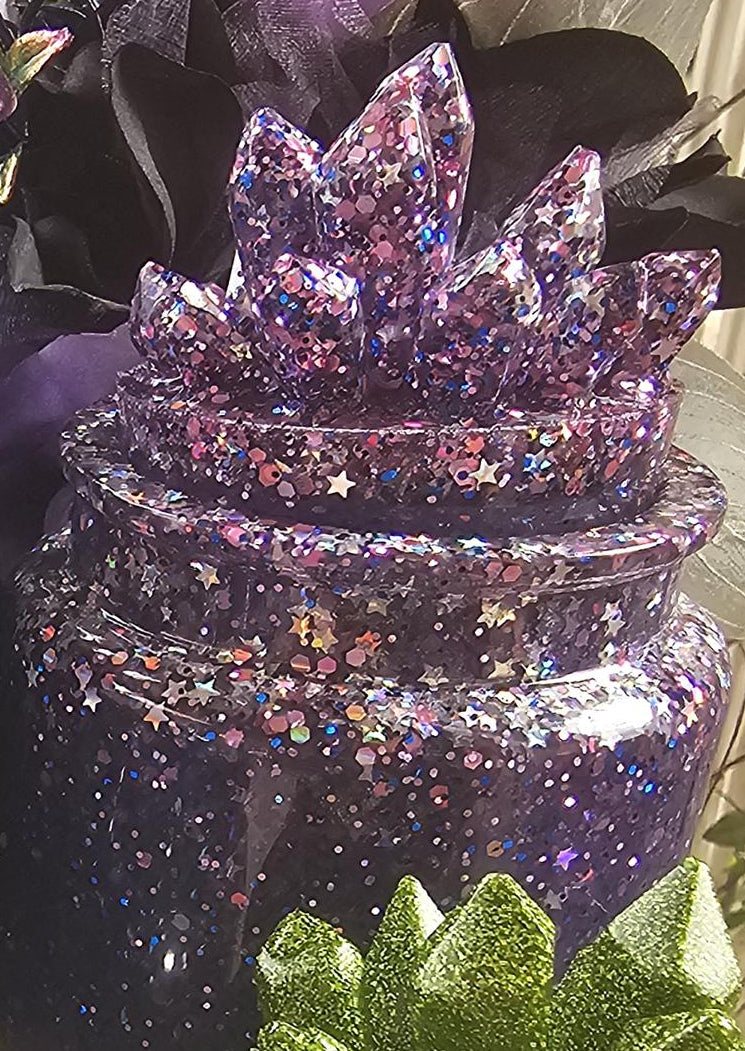 Amethyst Crystal Apothecary Jar | Handmade Resin Crystal Jar