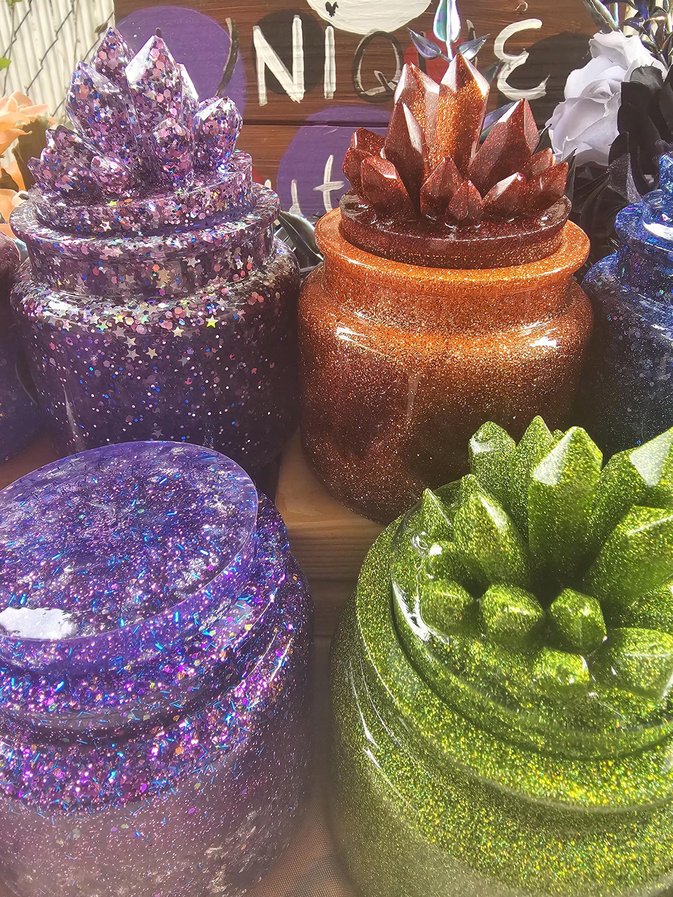Amethyst Crystal Apothecary Jar | Handmade Resin Crystal Jar