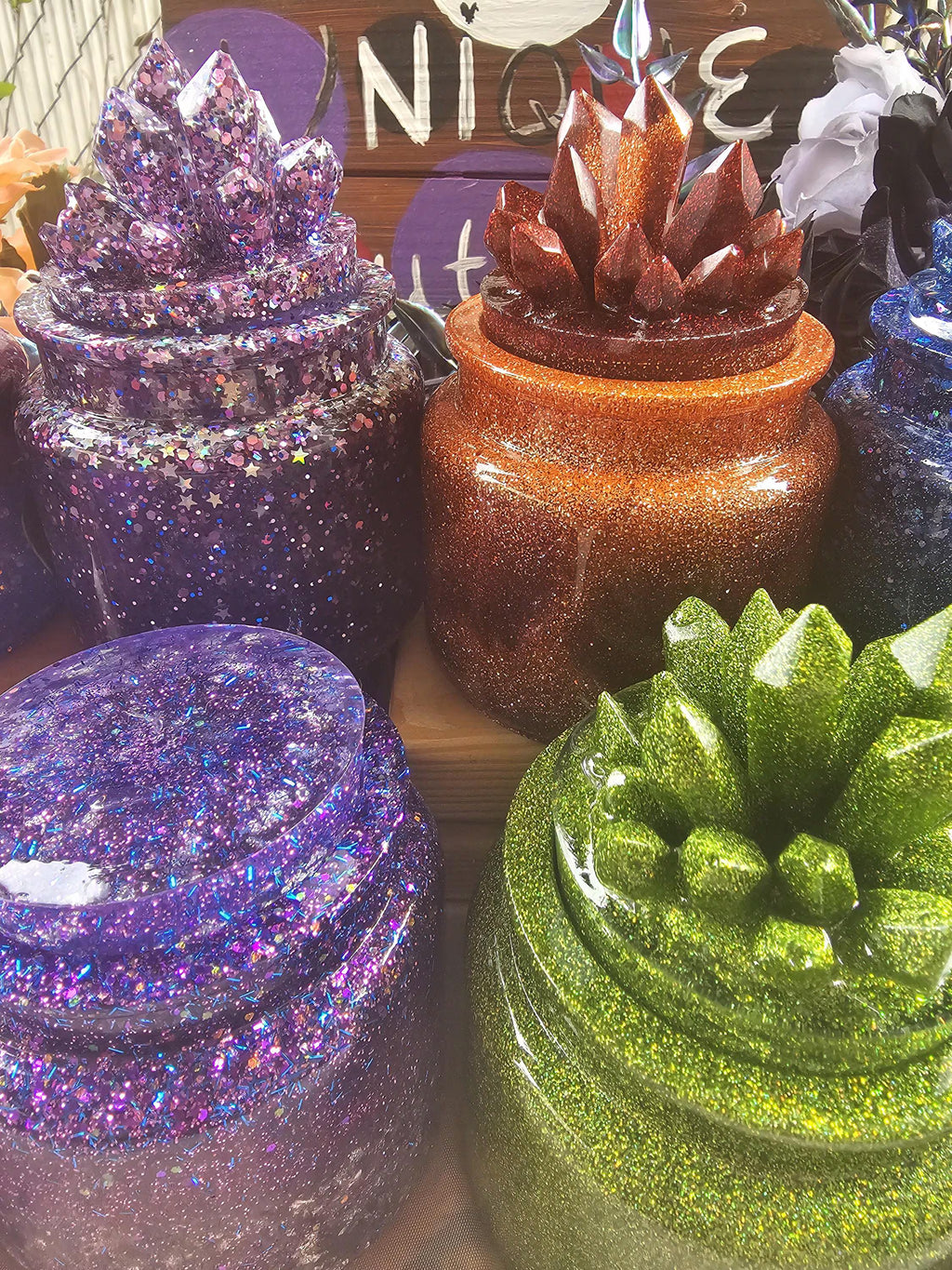 Peridot Crystal Apothecary Jar | Handmade Resin Crystal Jar